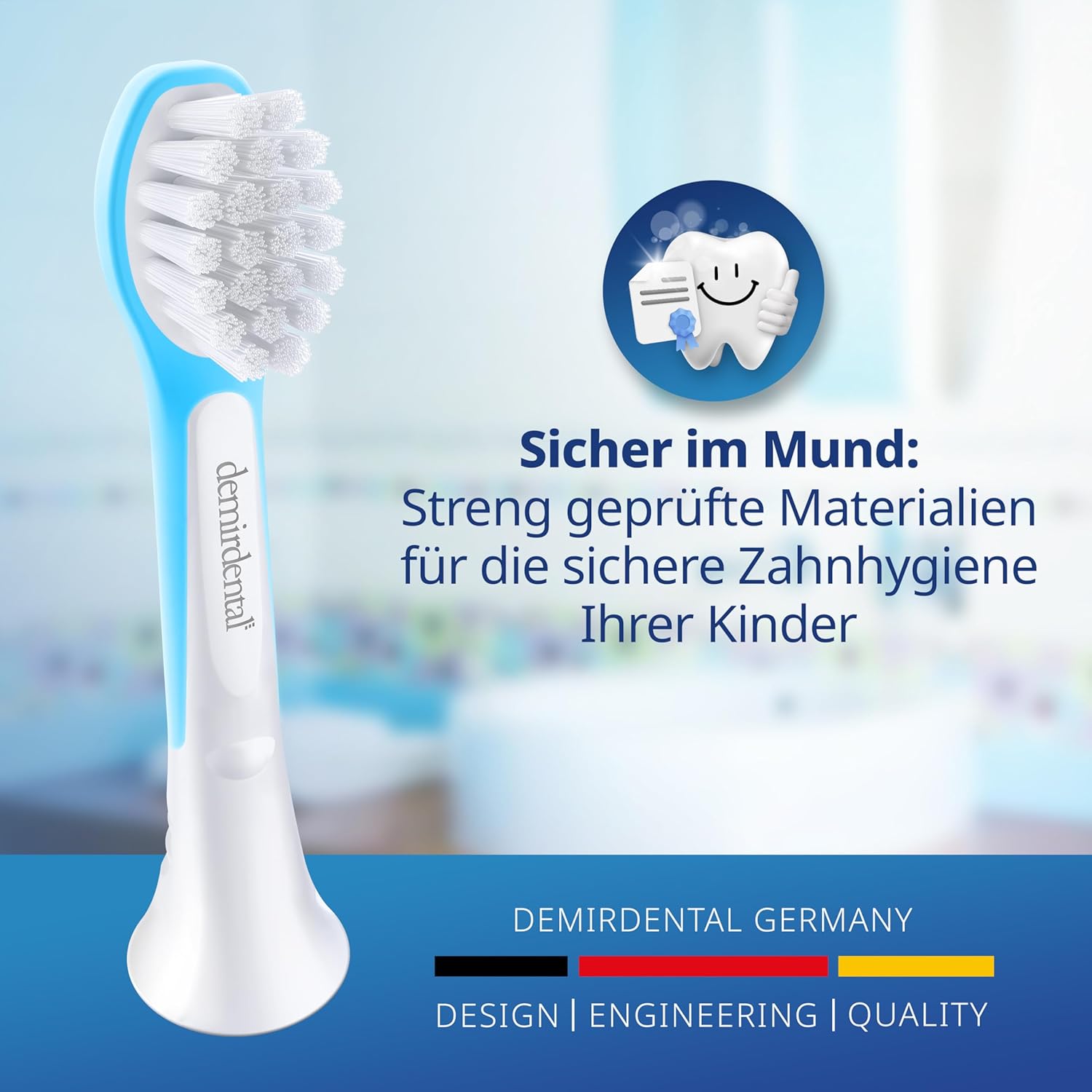 Kinder Aufsteckbürsten für Philips Sonicare Kids | ab 3 Jahren | Hellblau