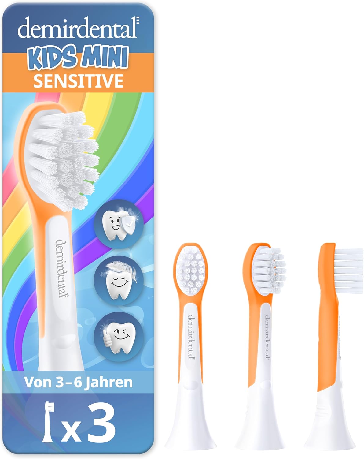 Testine di Ricambio per bambini per Philips Sonicare Kids | da 3 anni | Arancione | 3 pcs