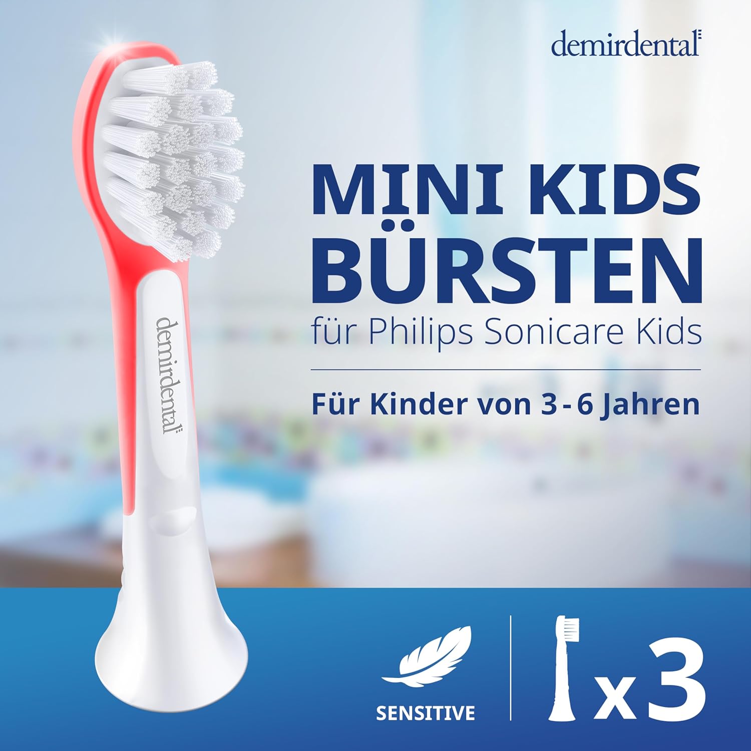 Kids | Têtes de brosse de rechange pour Philips Sonicare | 3 ans et + | Rouge | 3 Pack