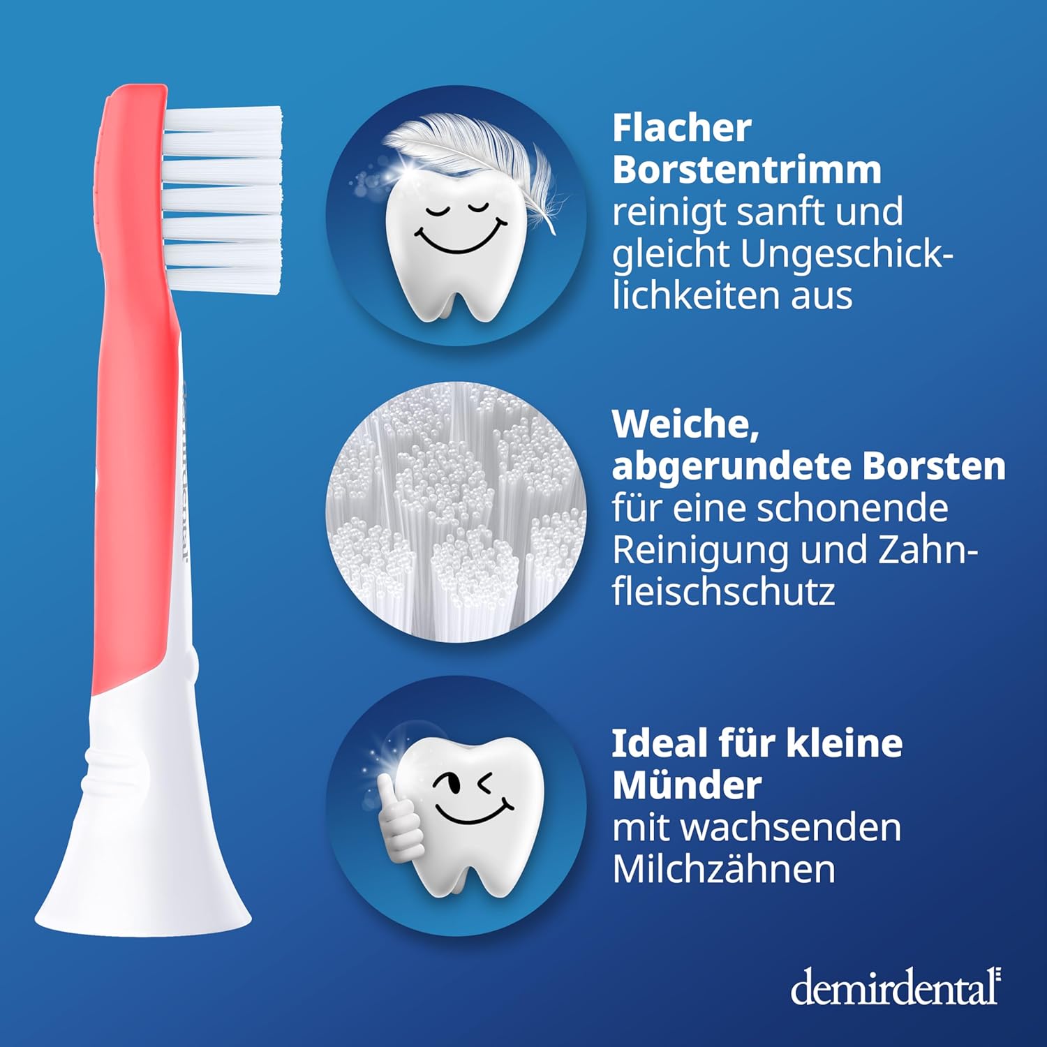 Kids | Têtes de brosse de rechange pour Philips Sonicare | 3 ans et + | Rouge | 3 Pack