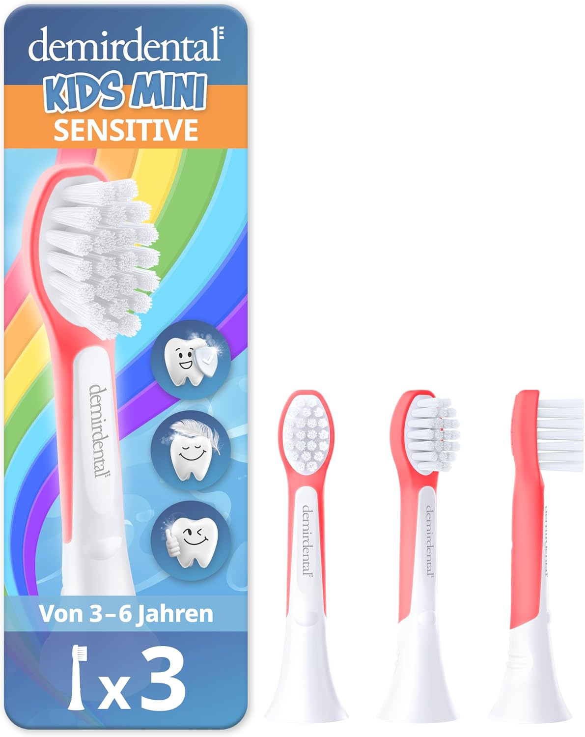 Kids | Têtes de brosse de rechange pour Philips Sonicare | 3 ans et + | Rouge | 3 Pack