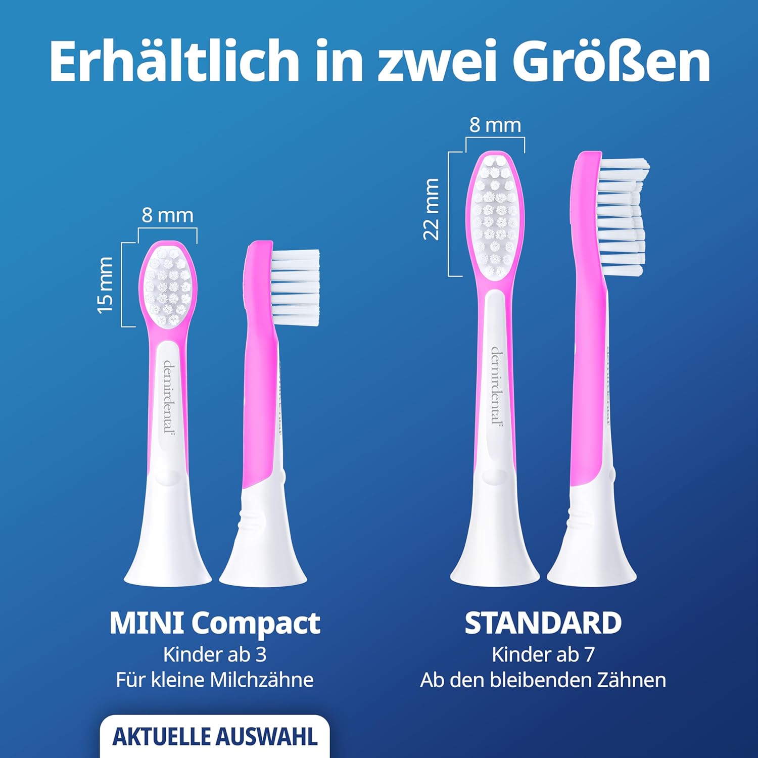 Kinder Aufsteckbürsten für Philips Sonicare Kids | ab 3 Jahren | Magenta