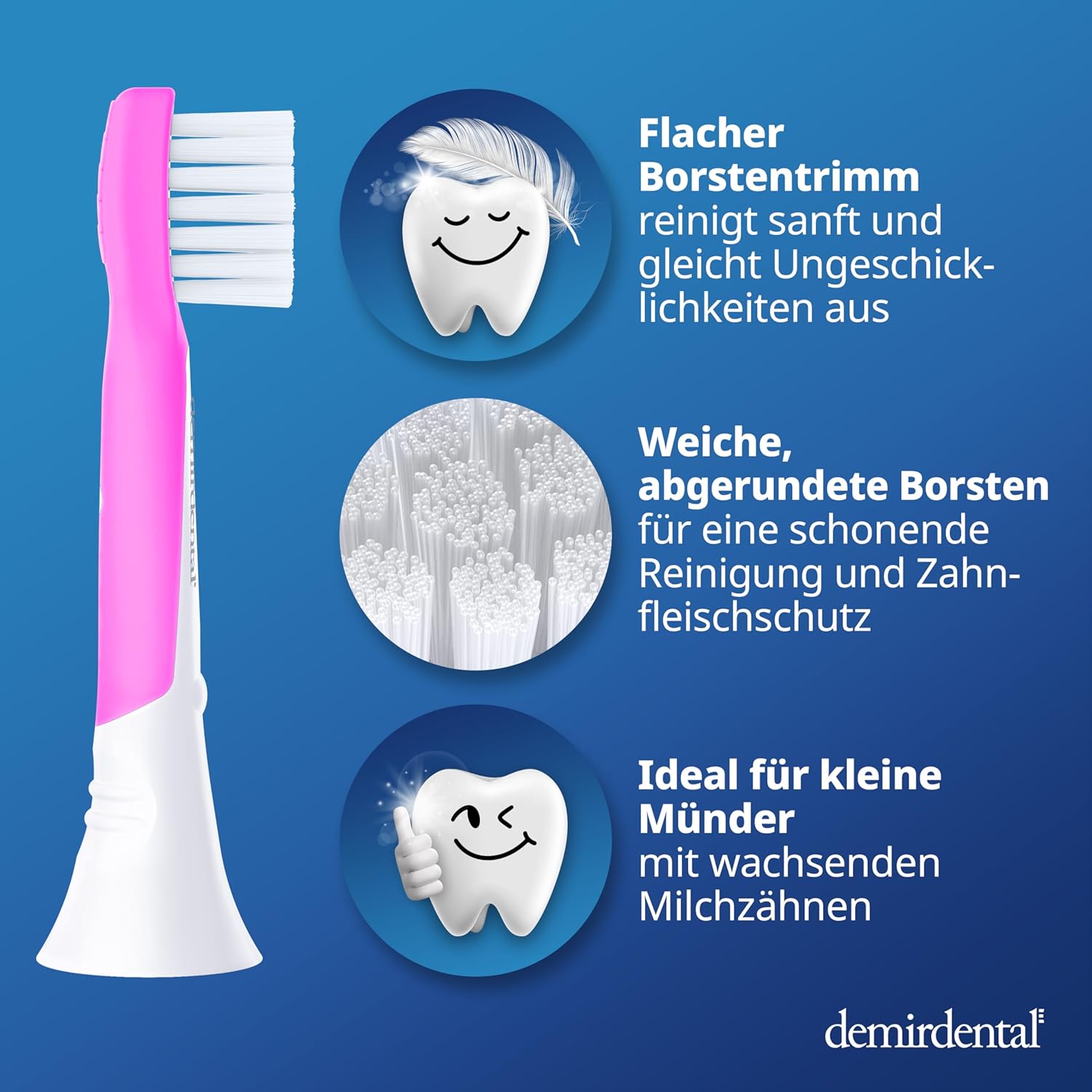 Kinder Aufsteckbürsten für Philips Sonicare Kids | ab 3 Jahren | Magenta