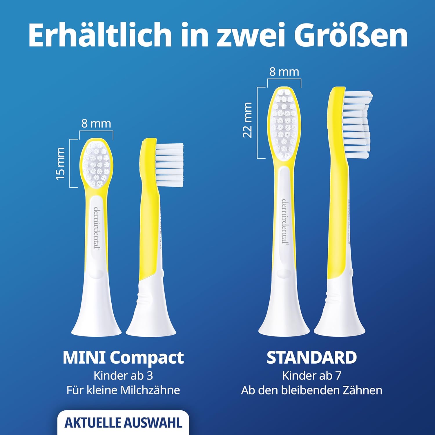 Testine di Ricambio per bambini per Philips Sonicare Kids | da 3 anni | Giallo | 3 pcs