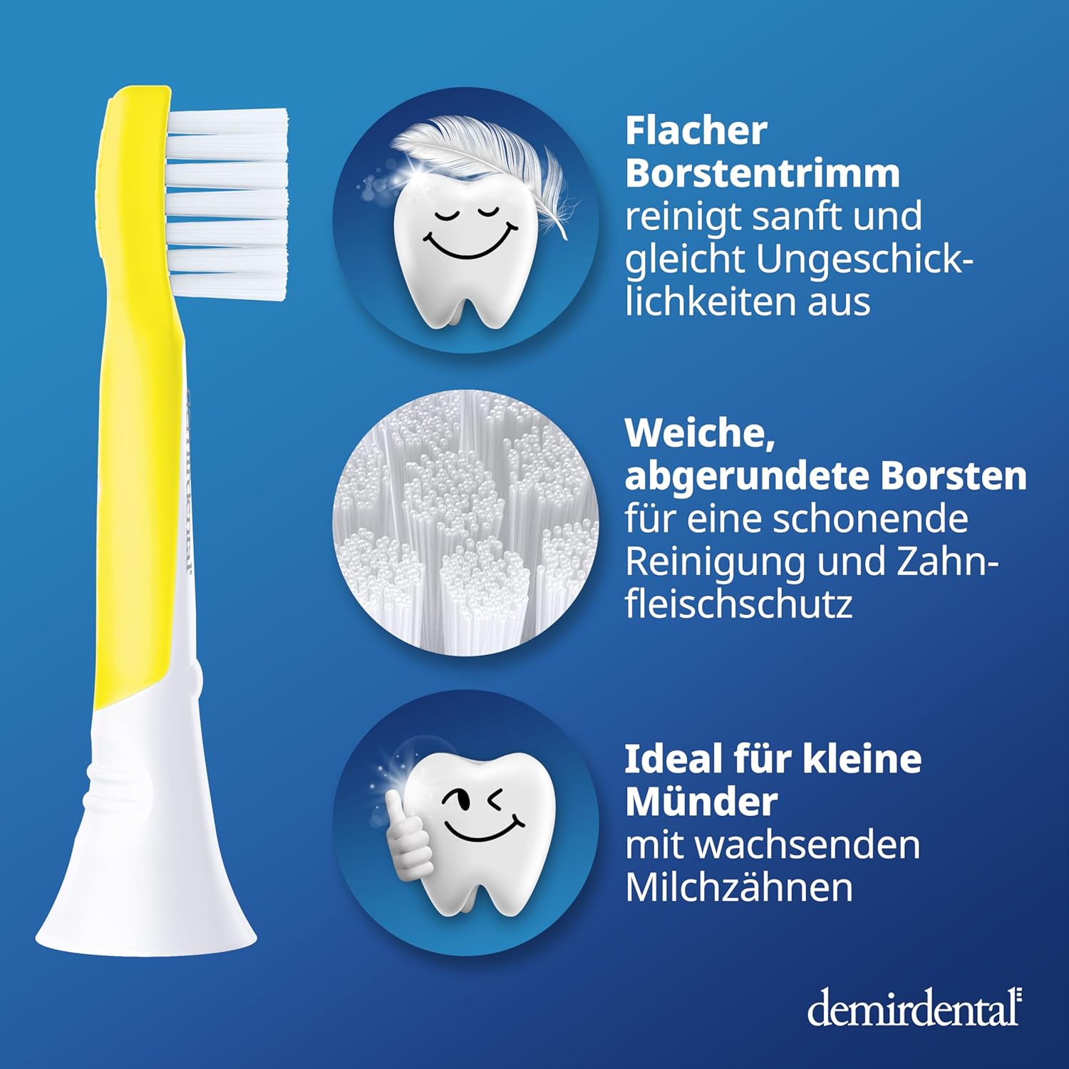 Testine di Ricambio per bambini per Philips Sonicare Kids | da 3 anni | Giallo | 3 pcs