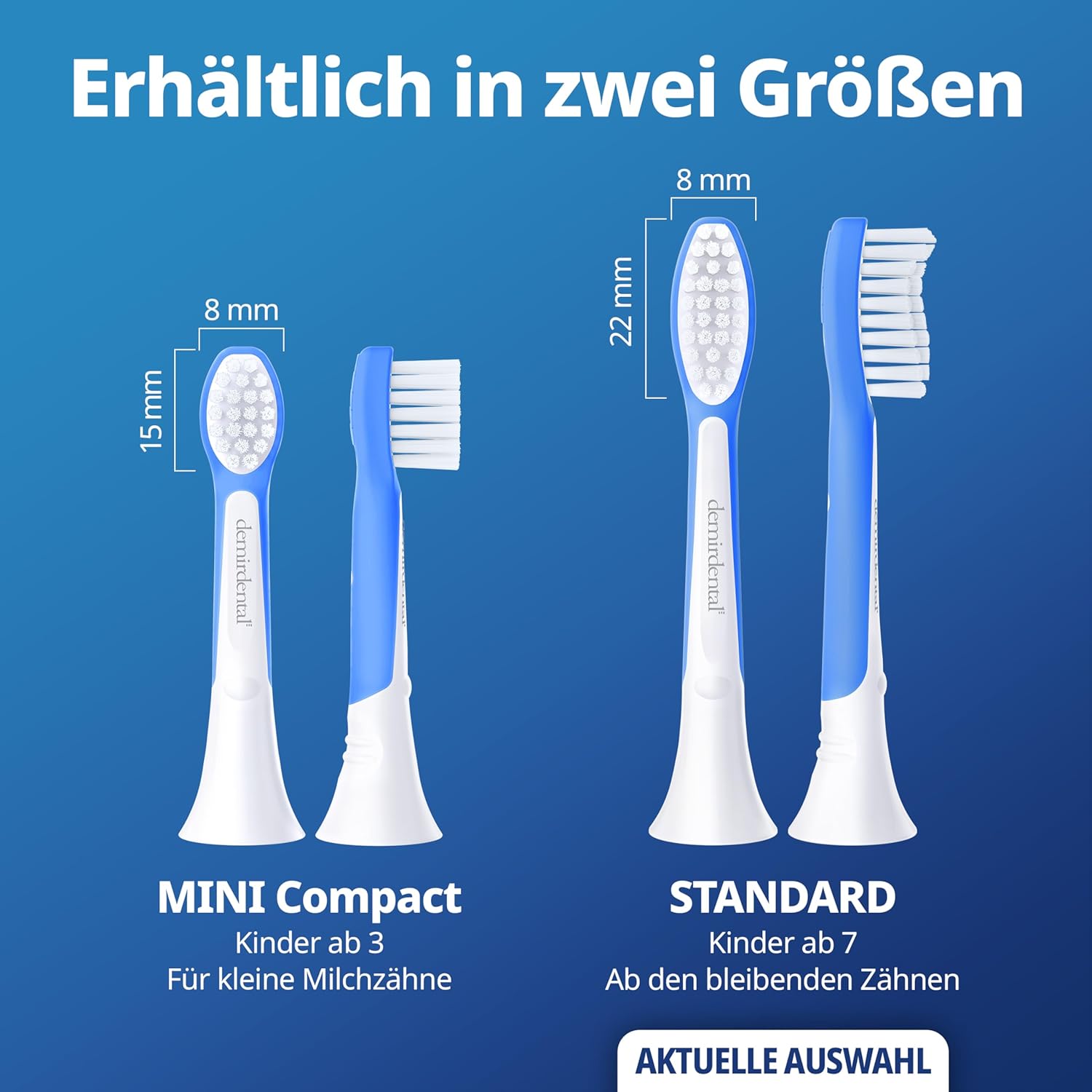 Kinder Aufsteckbürsten für Philips Sonicare Kids | ab 7 Jahren | Dunkelblau