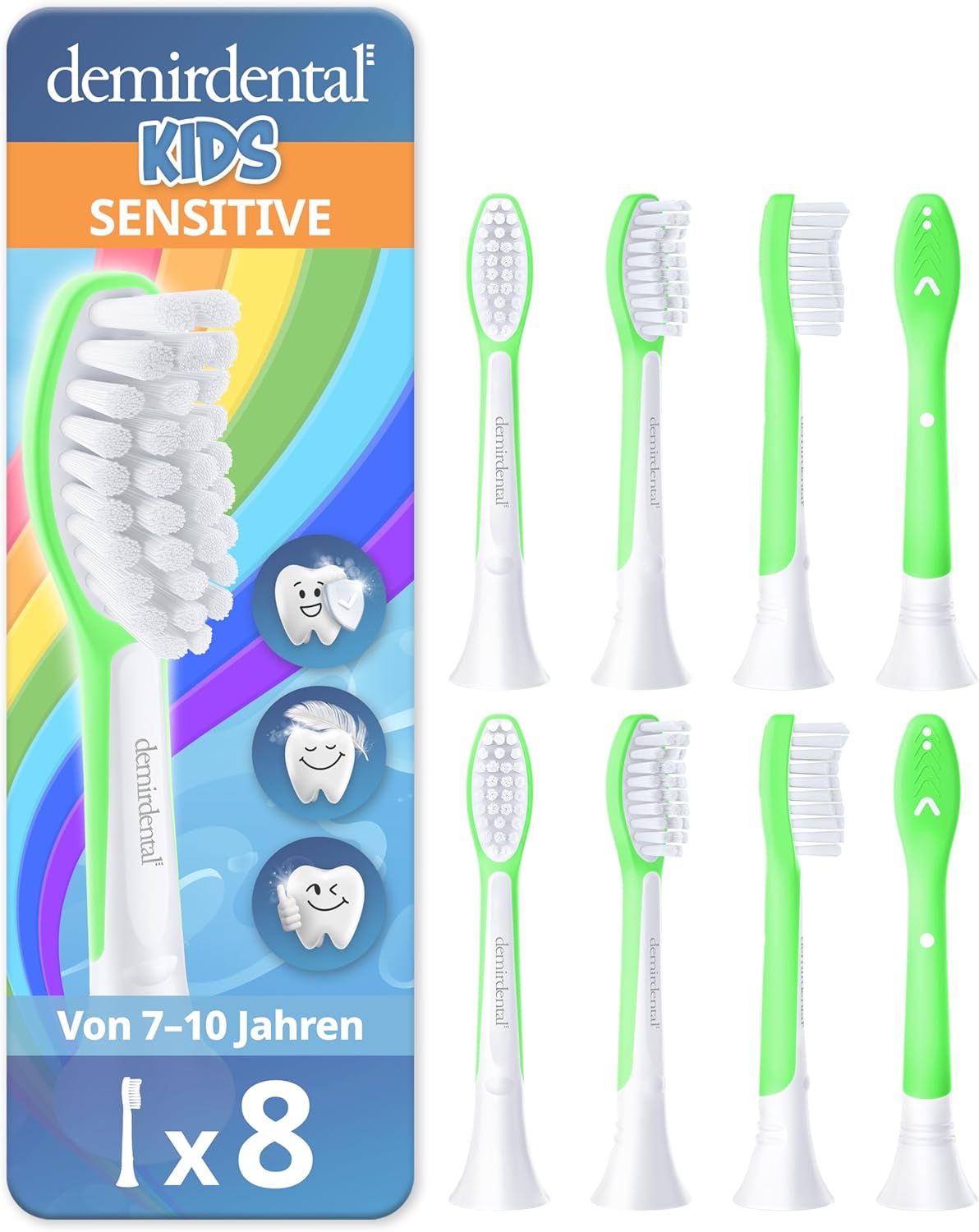 Kinder Aufsteckbürsten für Philips Sonicare Kids | ab 7 Jahren | Grün