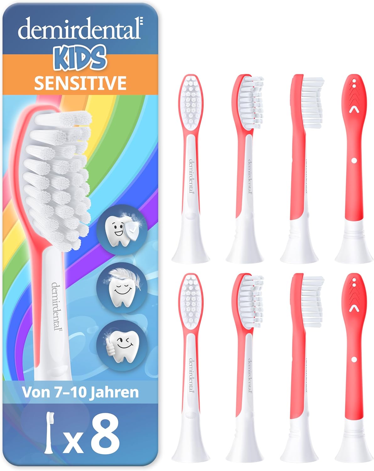 Kinder Aufsteckbürsten für Philips Sonicare Kids | ab 7 Jahren | Rot