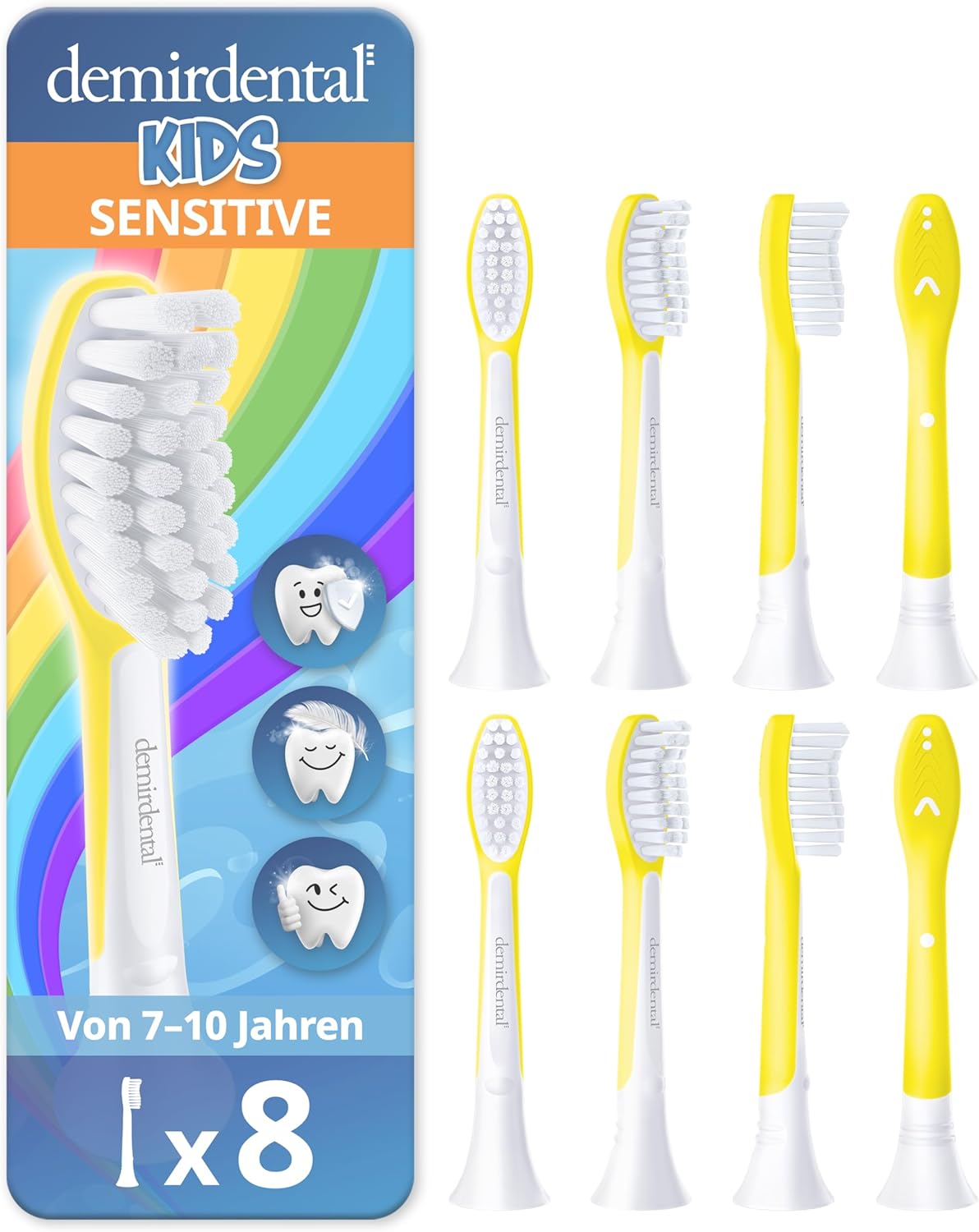Kinder Aufsteckbürsten für Philips Sonicare Kids | ab 7 Jahren | Gelb