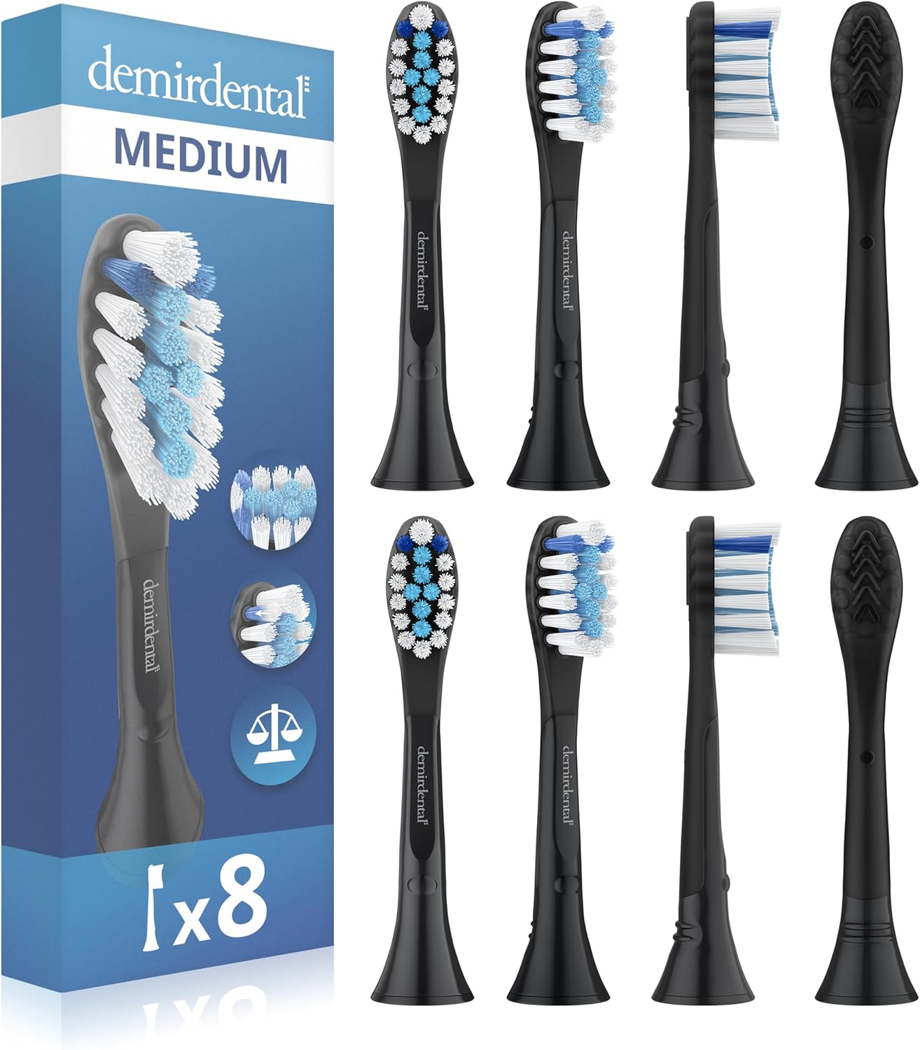 Maxi Medium Ersatzbürsten für Philips Sonicare C3 Premium Plaque Defence | Schwarz