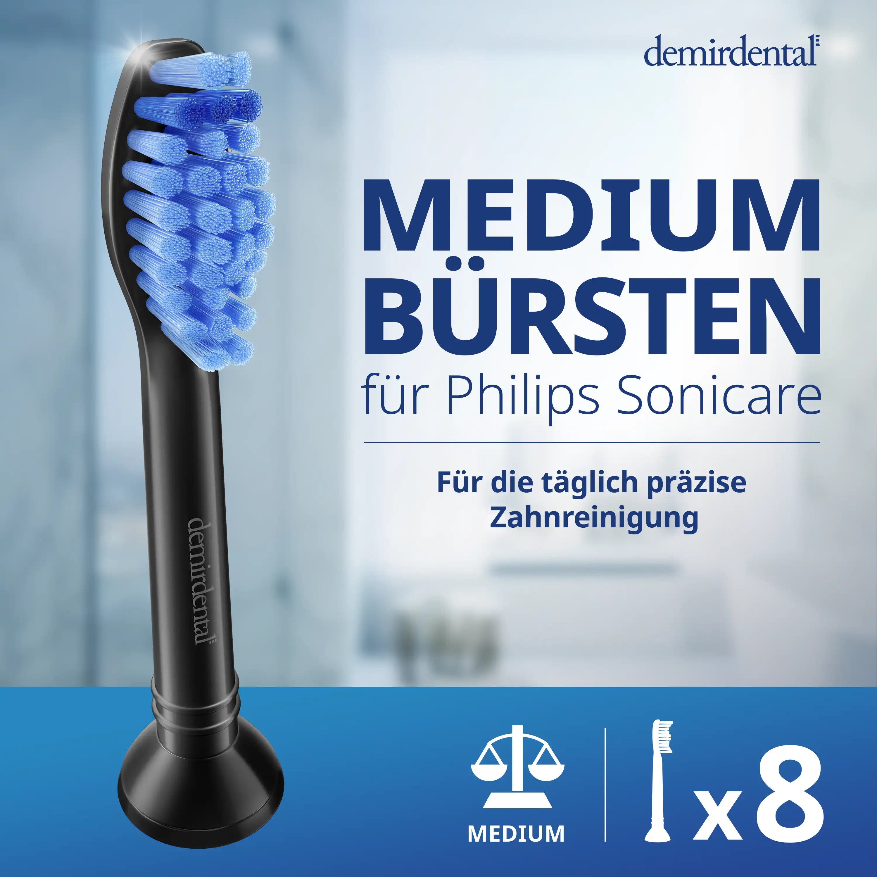 Medium Aufsteckbürsten für Philips Sonicare Proresults | Schwarz