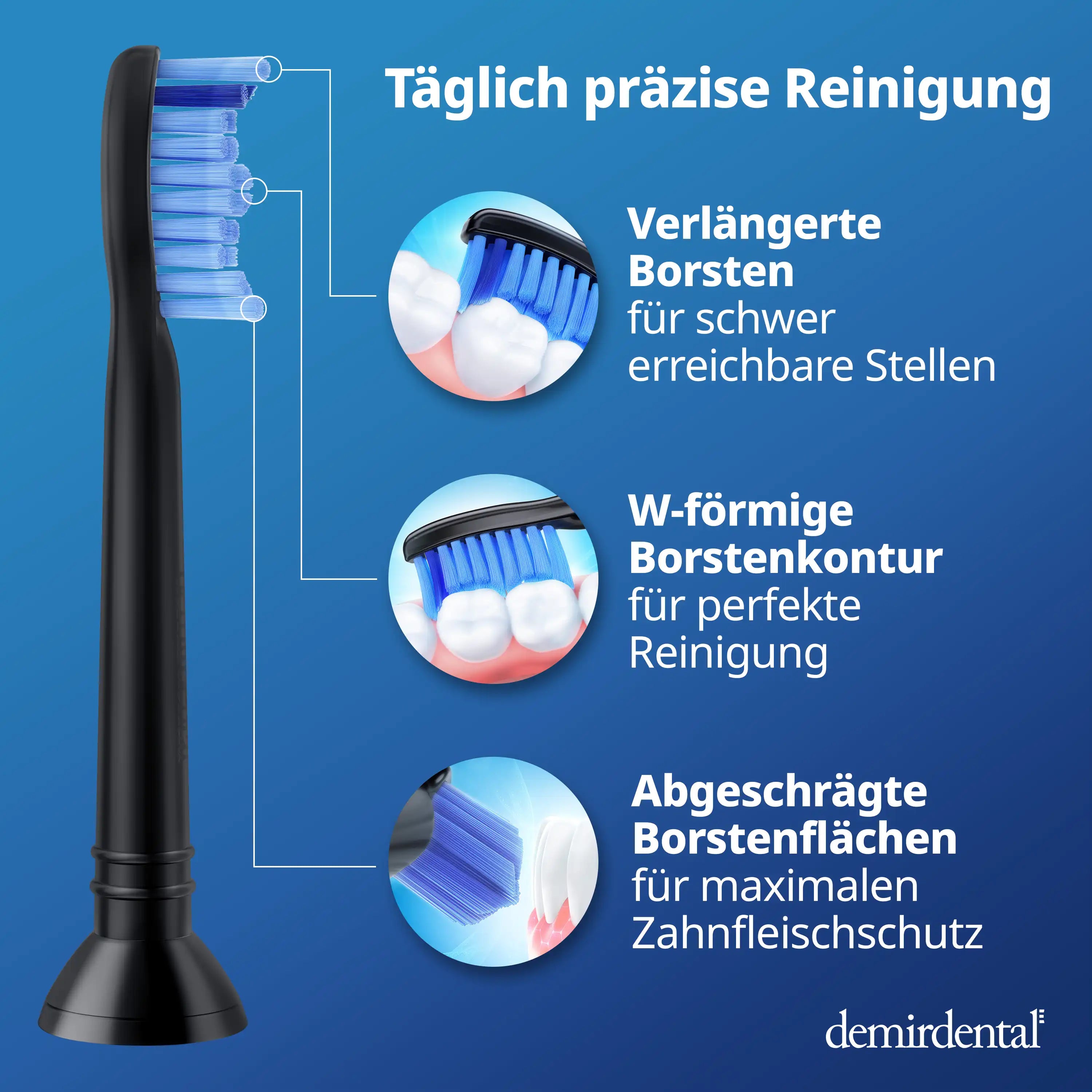 Medium Aufsteckbürsten für Philips Sonicare Proresults | Schwarz