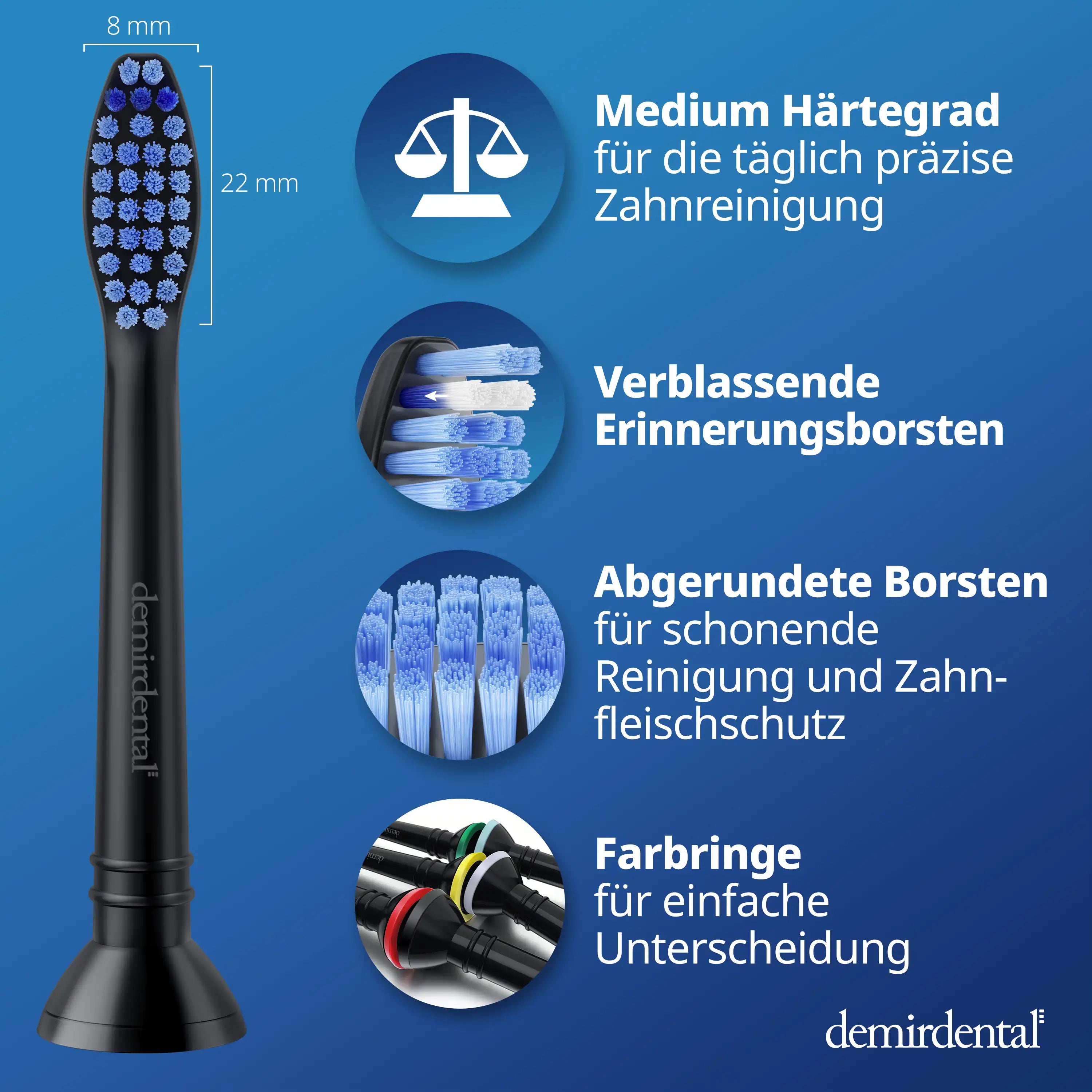 Medium Aufsteckbürsten für Philips Sonicare Proresults | Schwarz