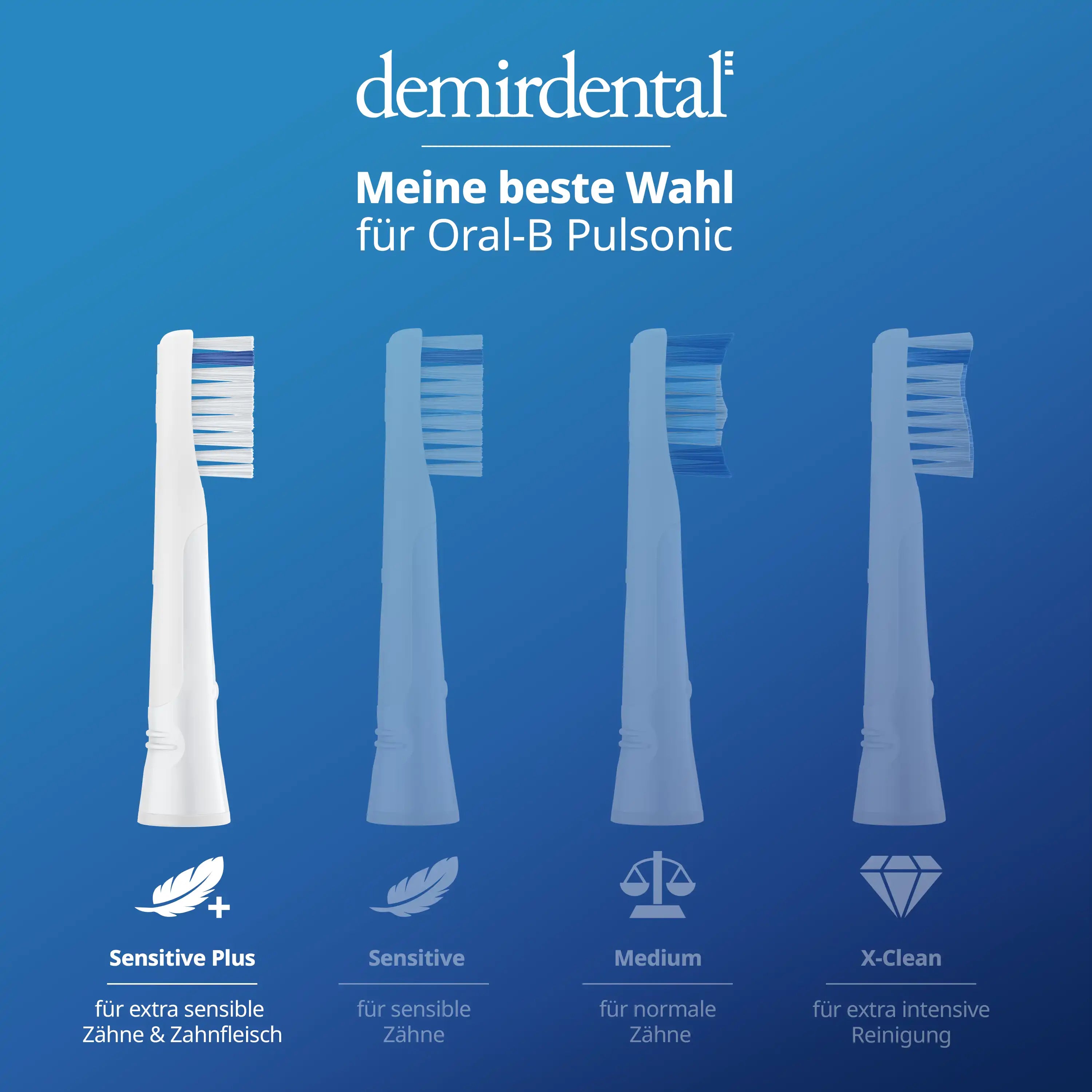 Sensitive Plus Aufsteckbürsten für Oral-B Pulsonic & Oral B Pulsonic Slim | Luxe | Clean
