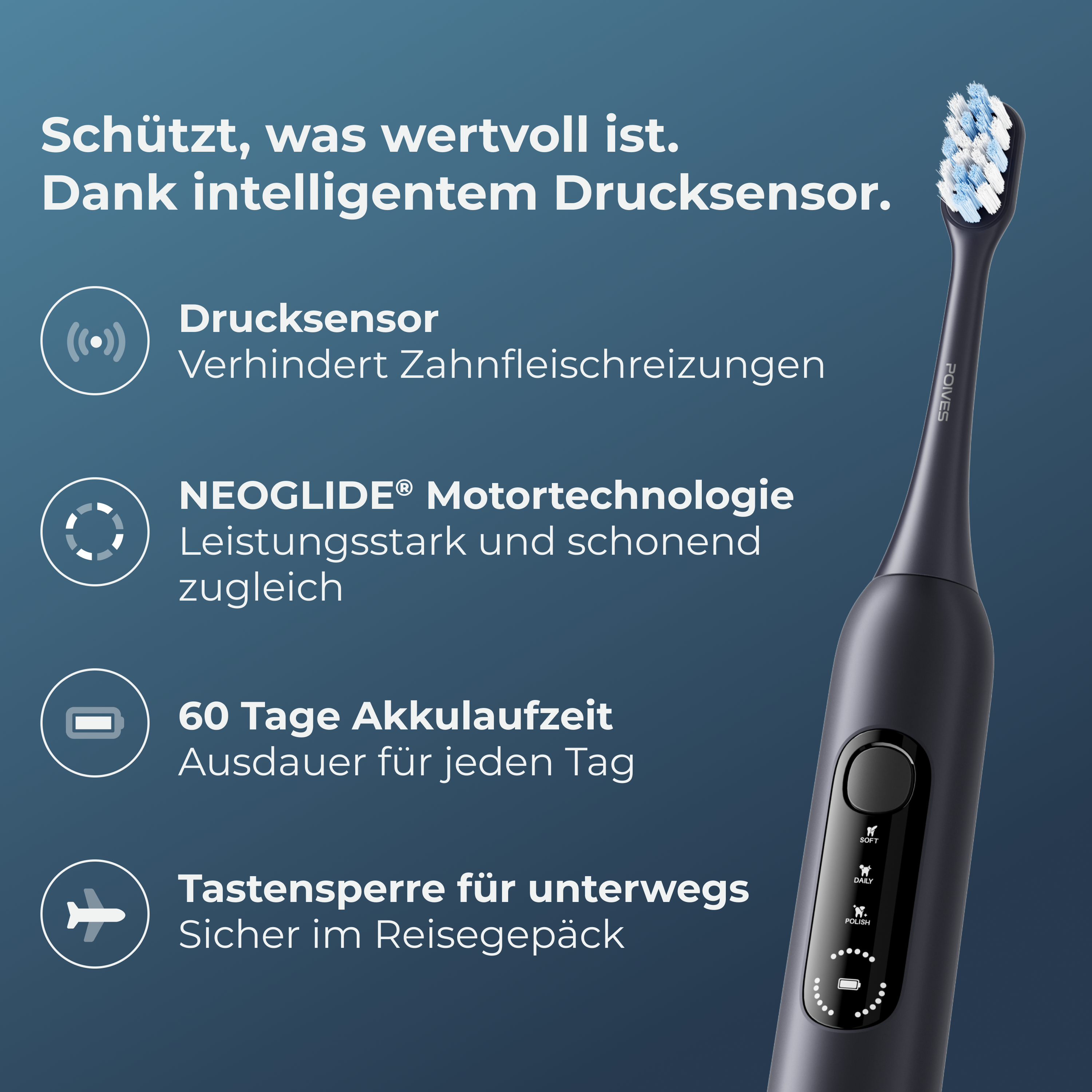 POIVES P1 Pro Schallzahnbürste - Midnight Blue