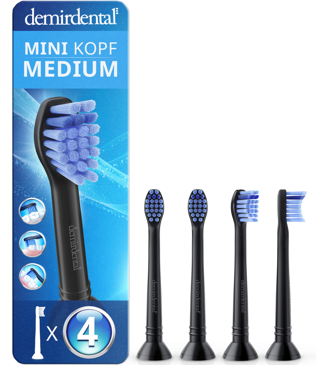 Mini Medium Aufsteckbürsten für Philips Sonicare Proresults | Schwarz