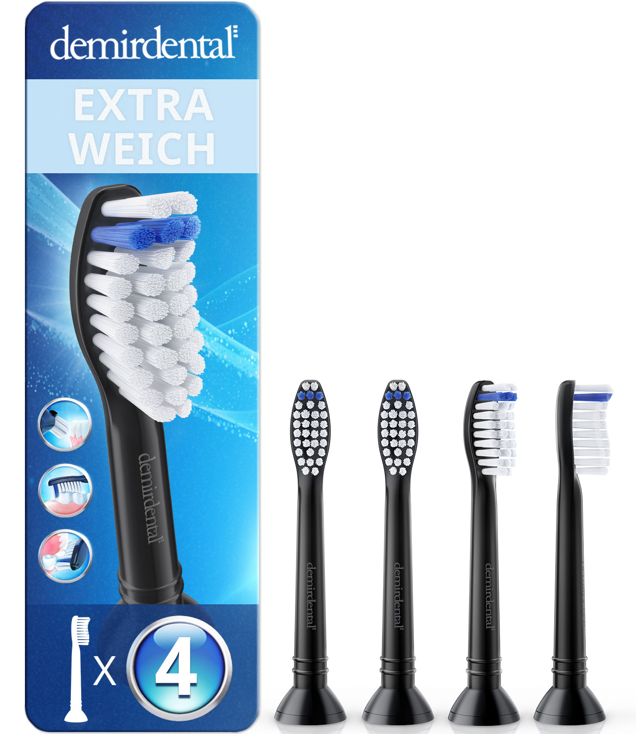 Extra Soft Aufsteckbürsten für Philips Sonicare | Schwarz