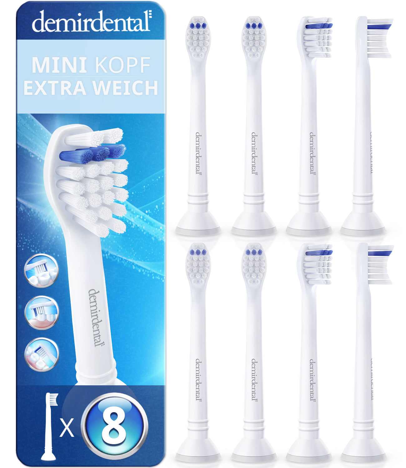 Mini Extra doux | Têtes de brosse de rechange pour Philips Sonicare | Blanc