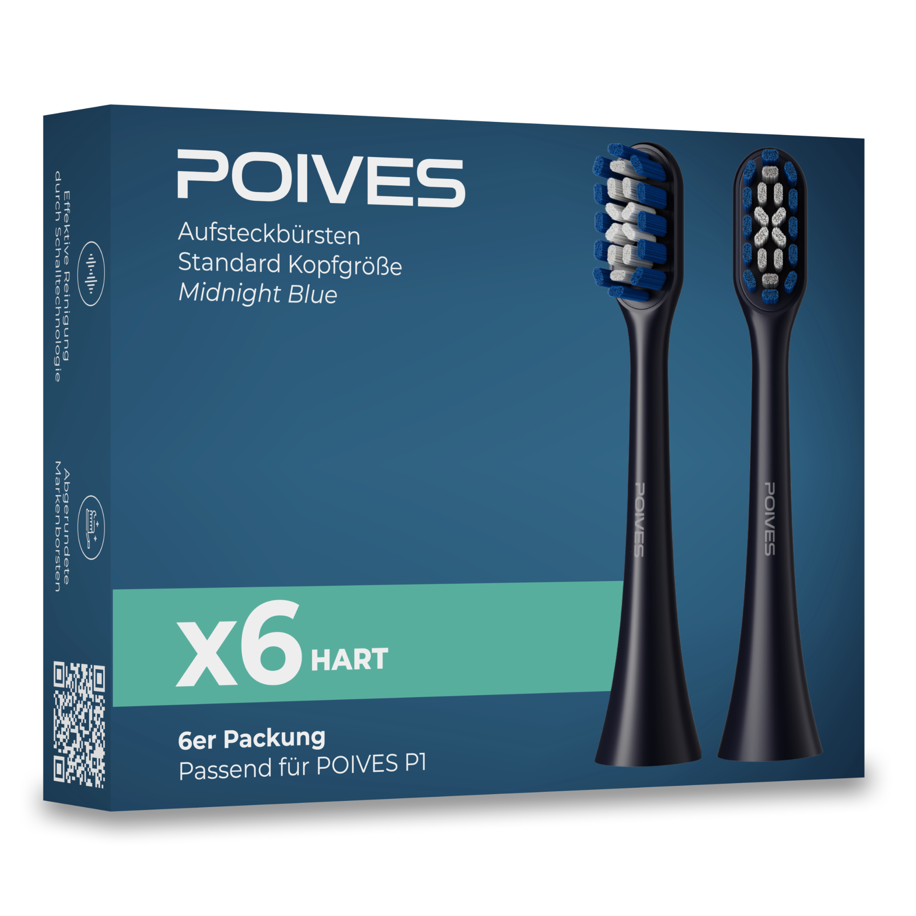 POIVES P1 Pro Hart Aufsteckbürsten | 6 Stück