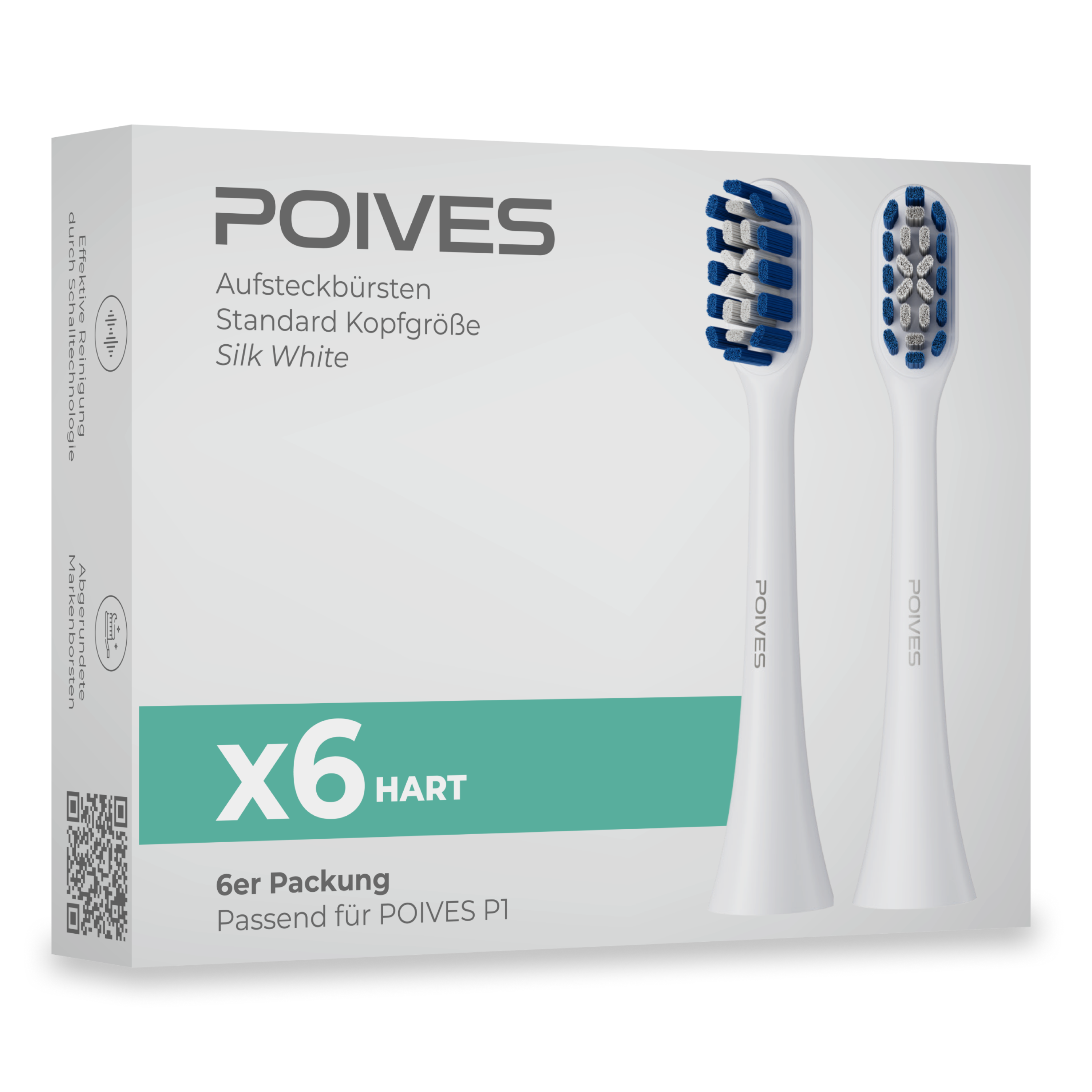 POIVES P1 Pro Hart Aufsteckbürsten | 6 Stück