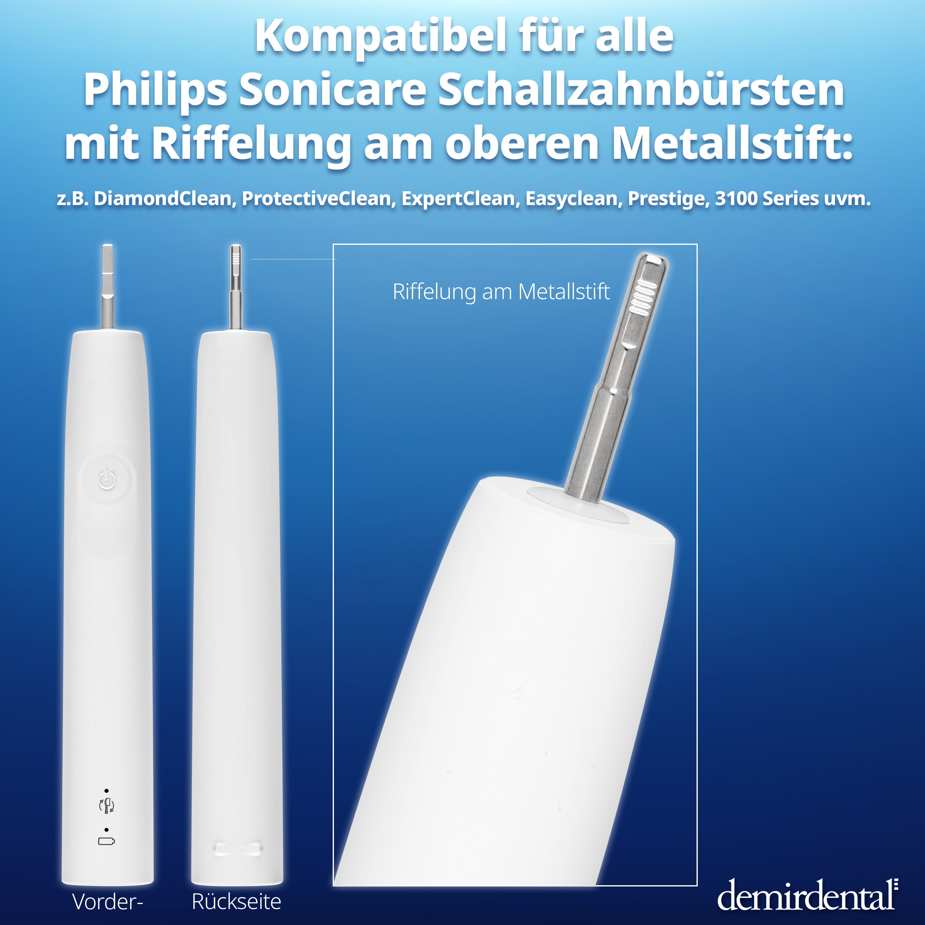 Medium Mini Aufsteckbürsten mit Aktivkohle für Philips Sonicare | Weiß