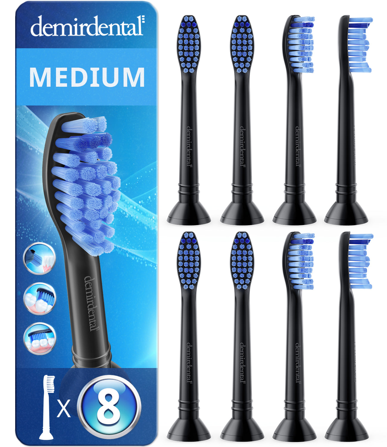 Medium Aufsteckbürsten für Philips Sonicare Proresults | Schwarz