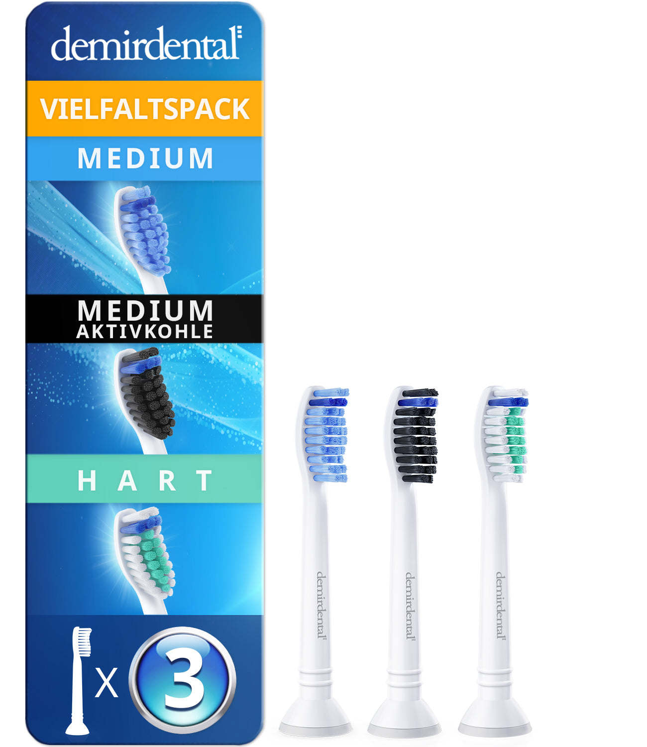 Vielfaltspack Medium & Hart Aufsteckbürsten für Philips Sonicare | Weiß