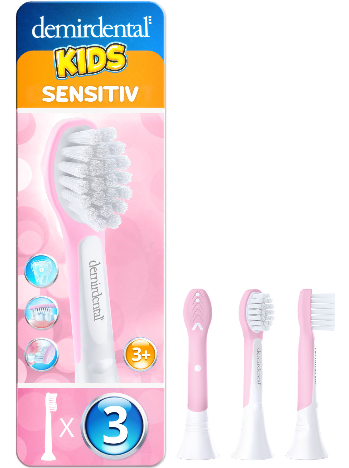 Kinder Aufsteckbürsten für Philips Sonicare Kids | ab 3 Jahren | Rosa