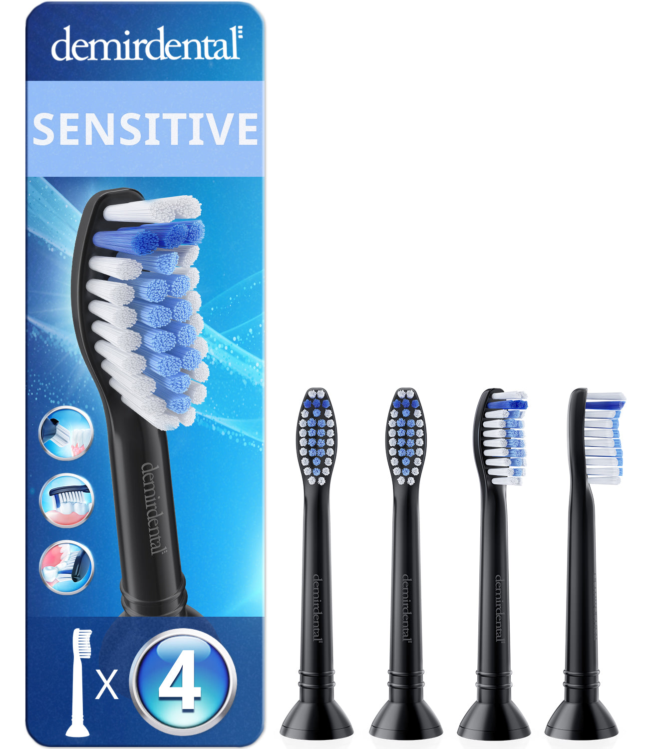 Sensitive Aufsteckbürsten für Philips Sonicare | Schwarz