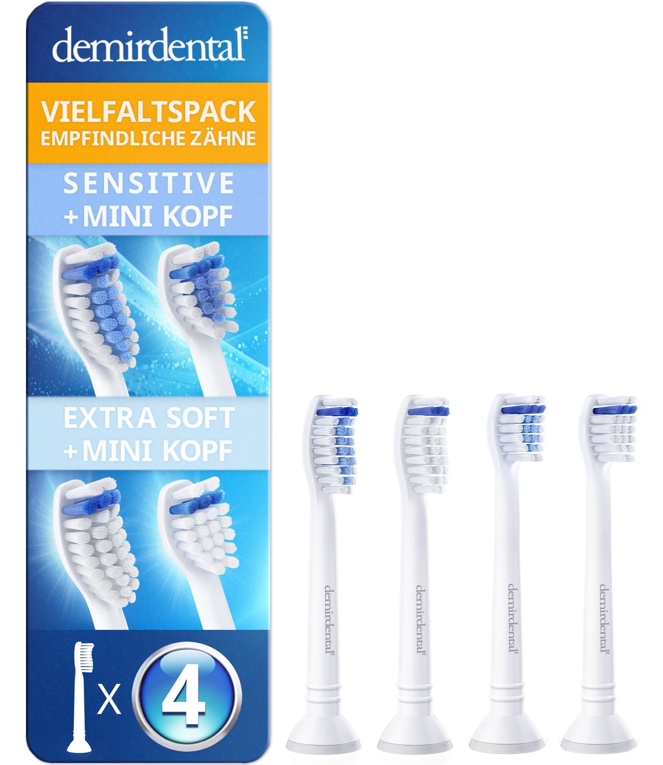 Vielfaltspack Sensitive & Extra Soft Mini Aufsteckbürsten für Philips Sonicare | Weiß