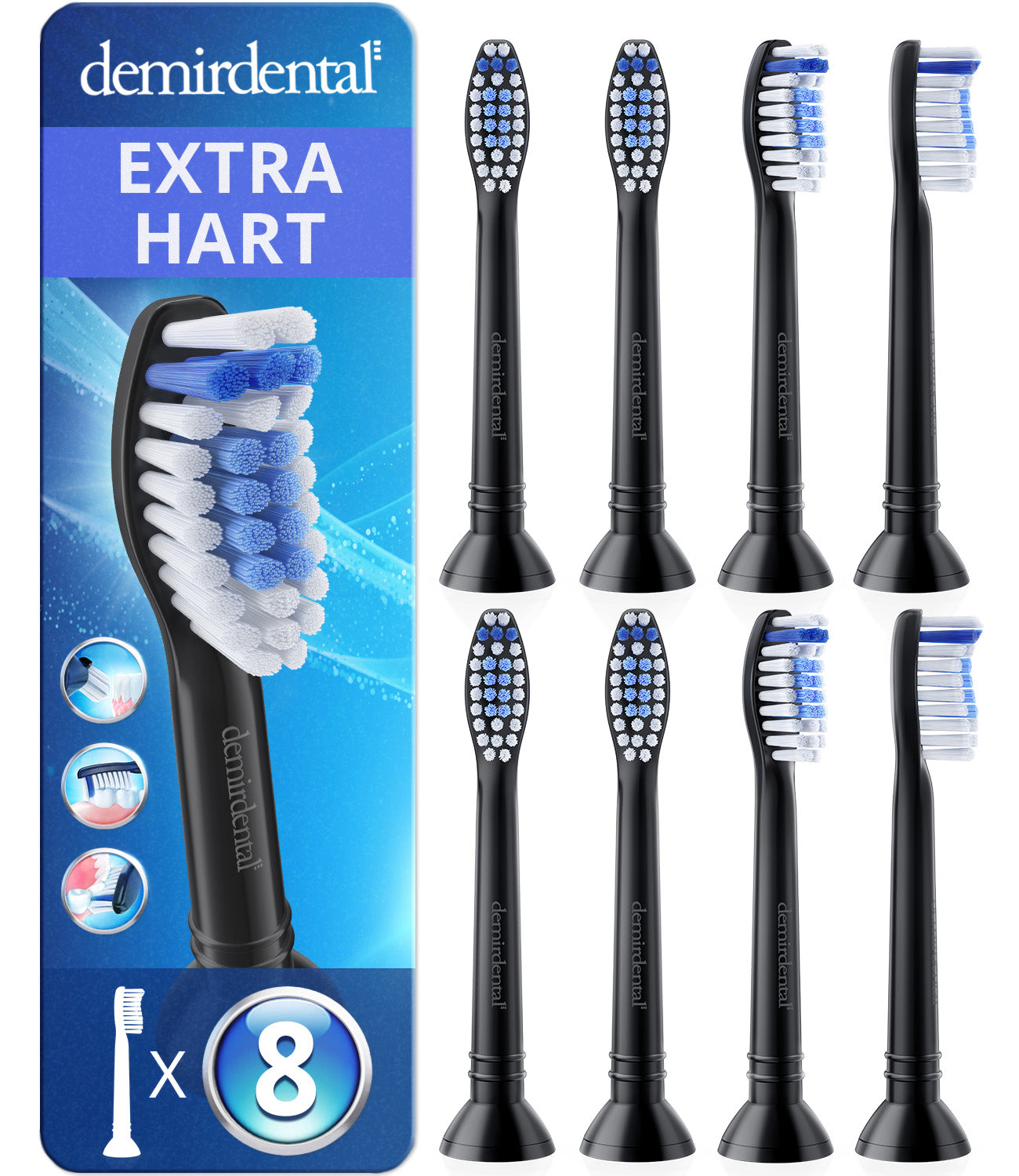 Extra Clean | Harte Aufsteckbürsten für Philips Sonicare | Schwarz