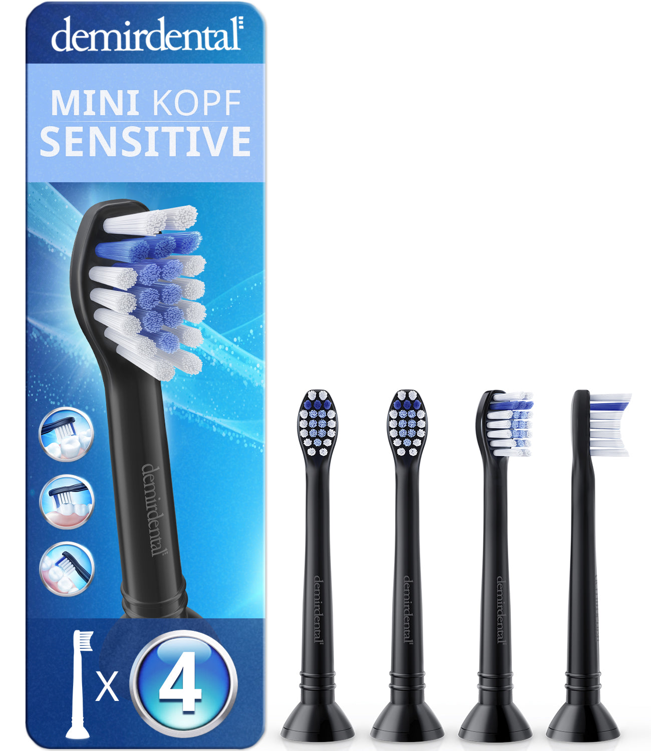 Mini Sensitive Aufsteckbürsten für Philips Sonicare | Schwarz