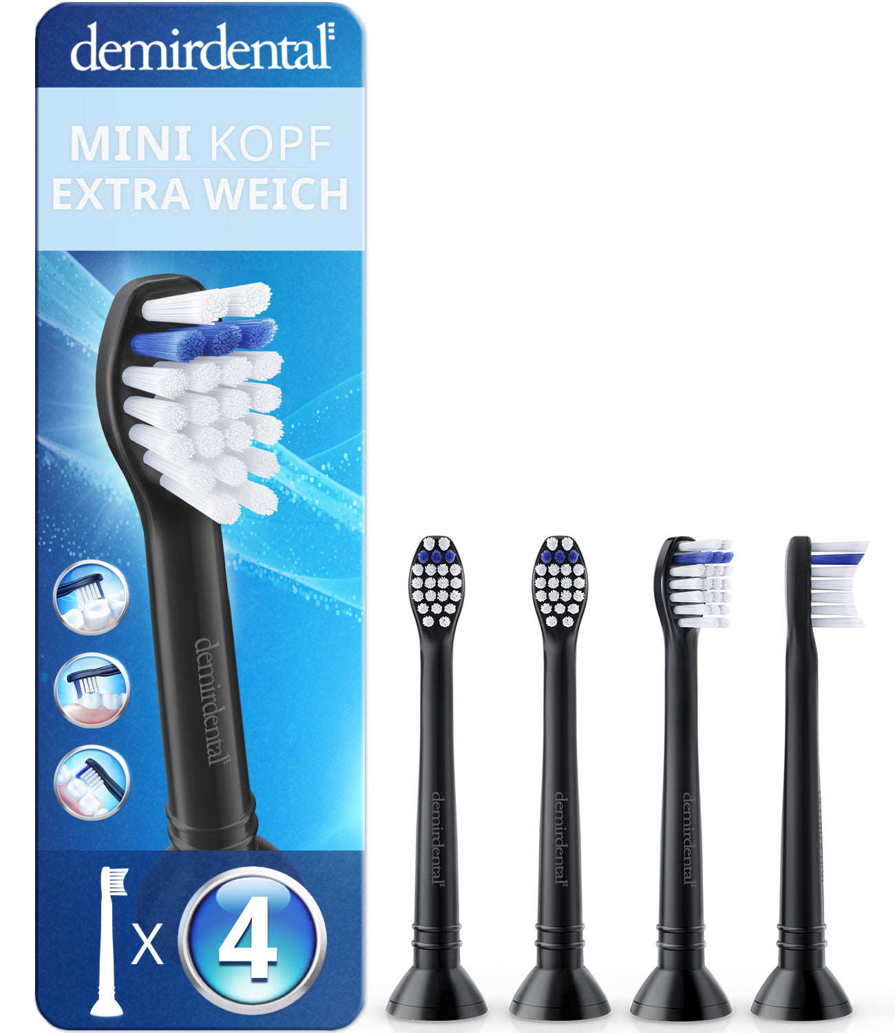 Mini Extra Soft Aufsteckbürsten für Philips Sonicare | Schwarz