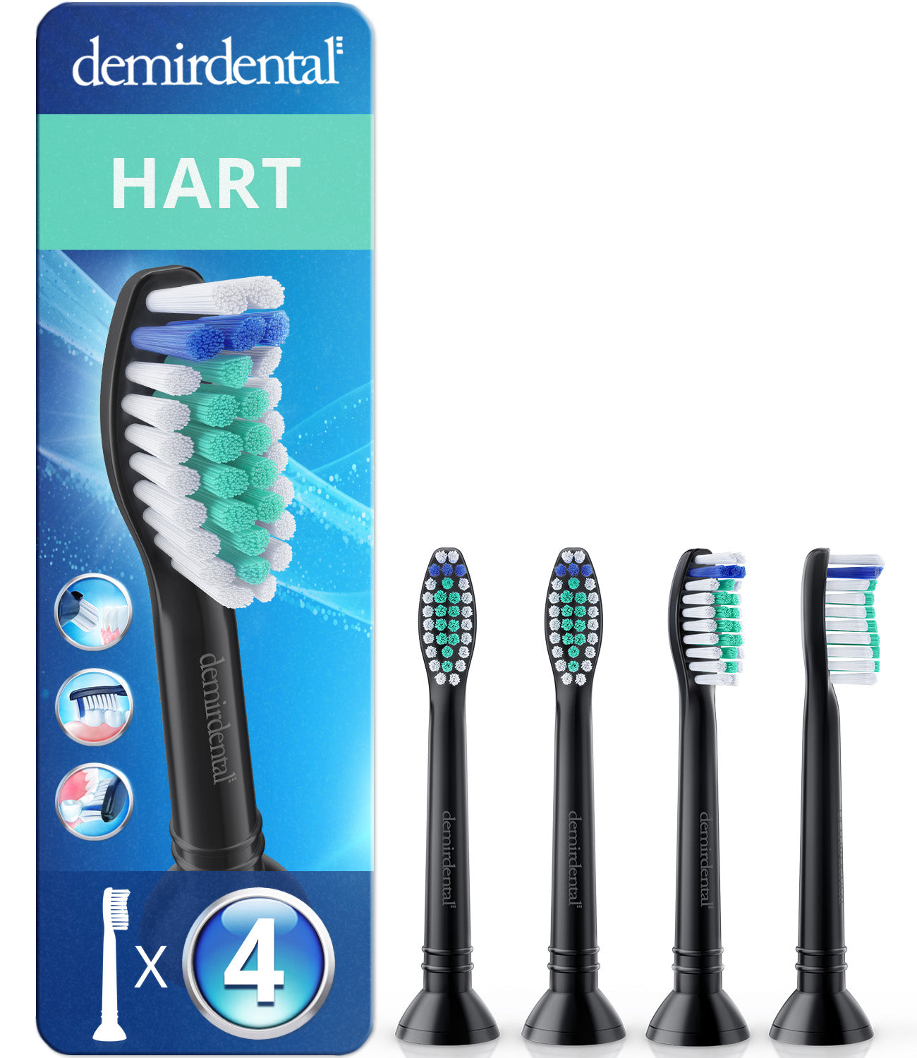Harte Aufsteckbürsten für Philips Sonicare | Schwarz