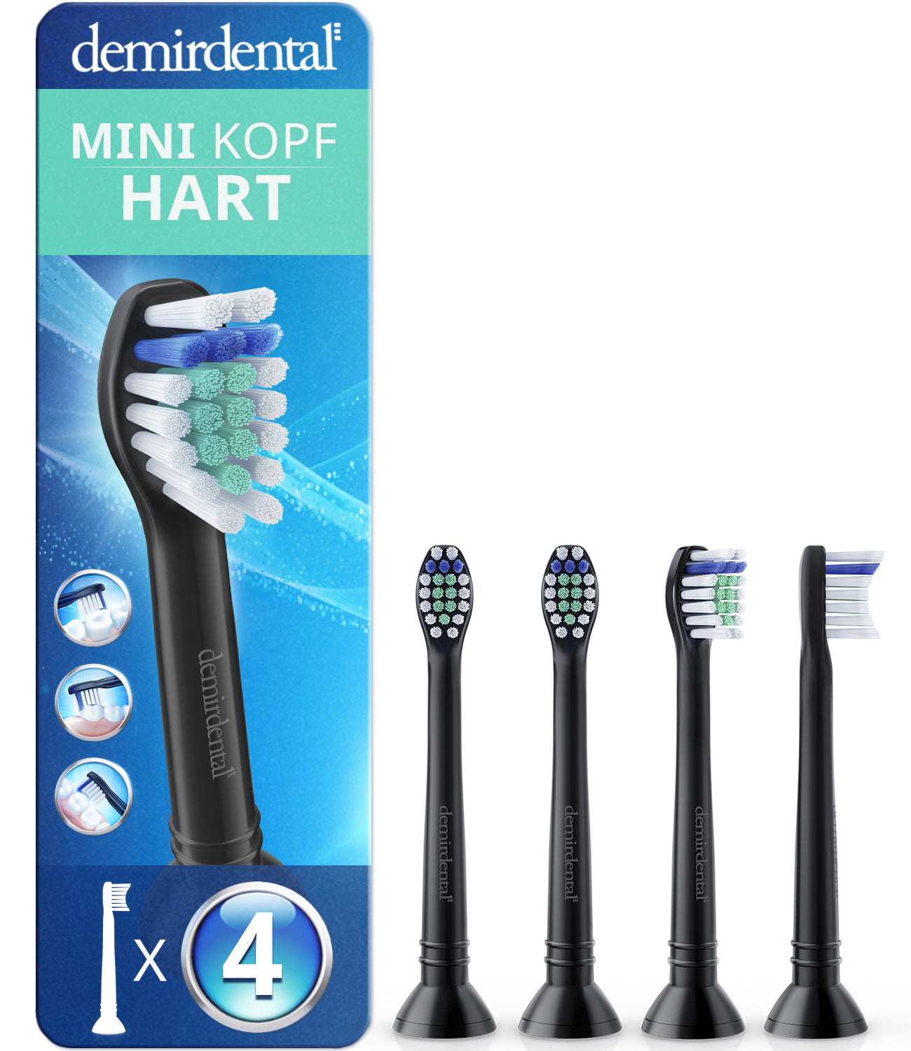 Harte Mini Aufsteckbürsten für Philips Sonicare | Schwarz