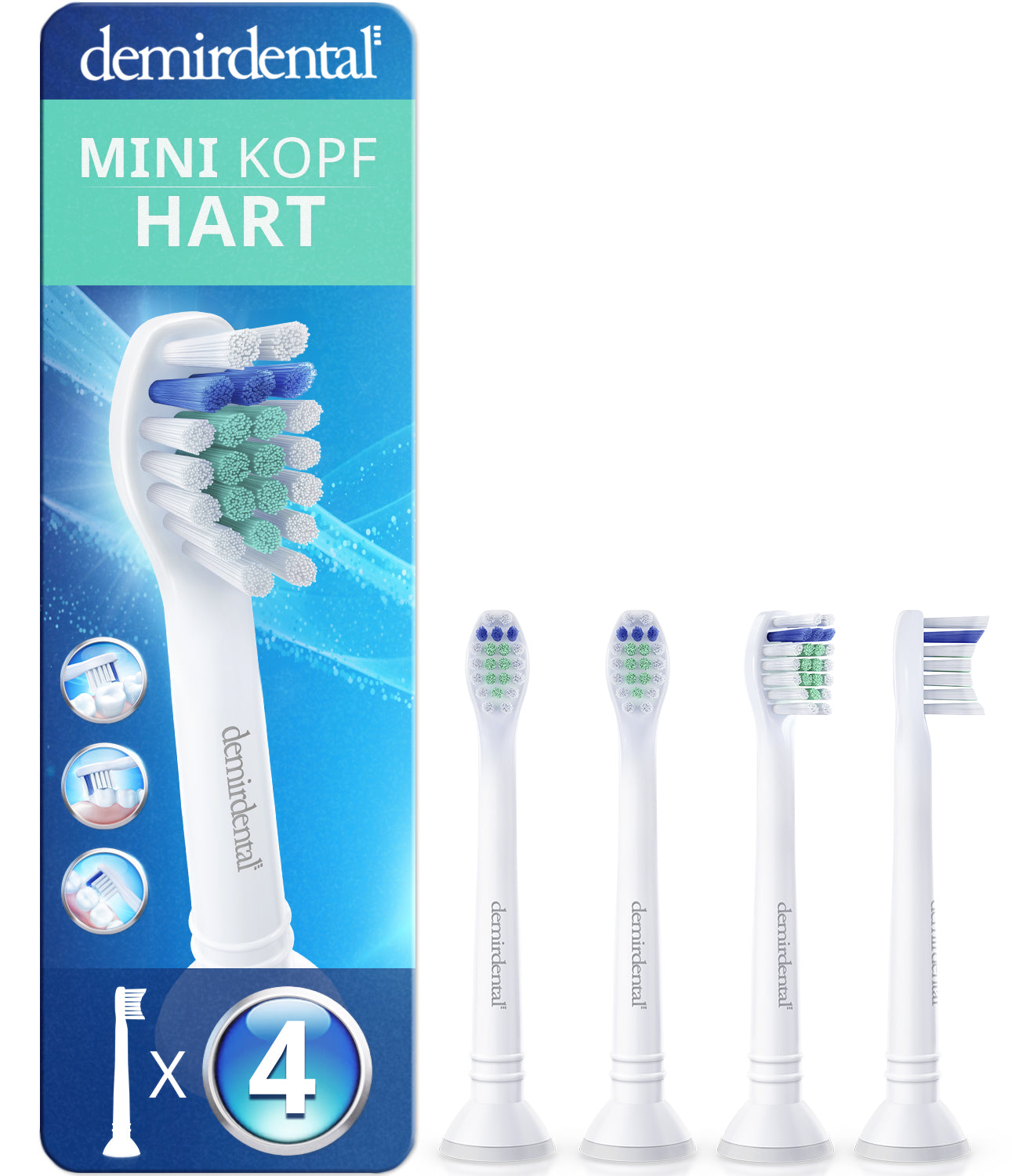 Harte Mini Aufsteckbürsten für Philips Sonicare | Weiß