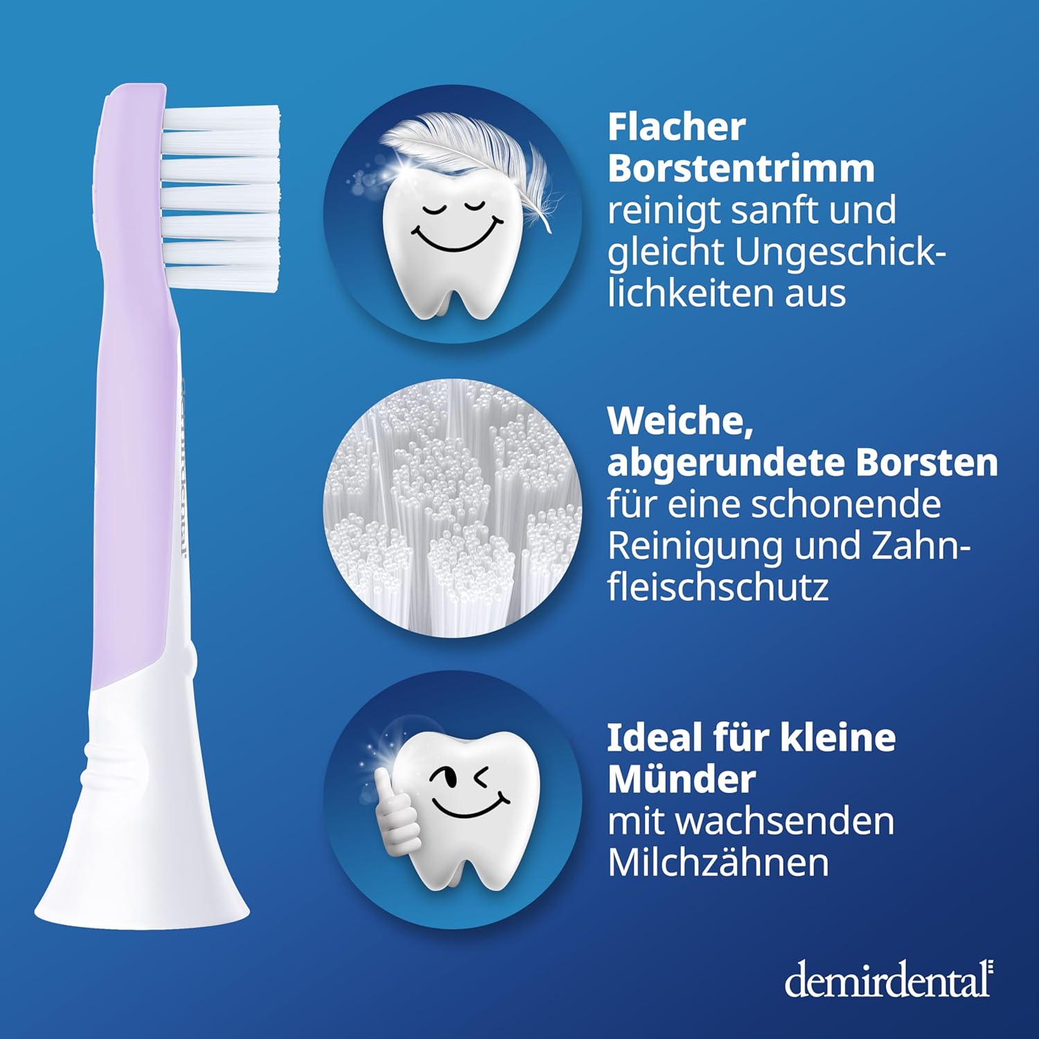 Kinder Aufsteckbürsten für Philips Sonicare Kids | ab 3 Jahren | Lilac | 3er Paket