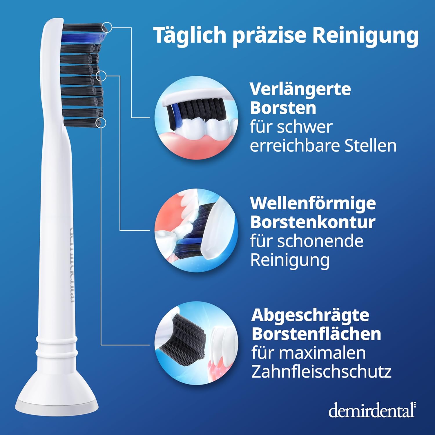 Harte Aufsteckbürsten mit Aktivkohle für Philips Sonicare | Weiß