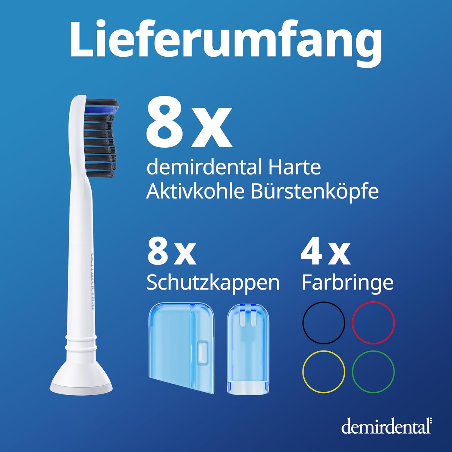 Harte Aufsteckbürsten mit Aktivkohle für Philips Sonicare | Weiß