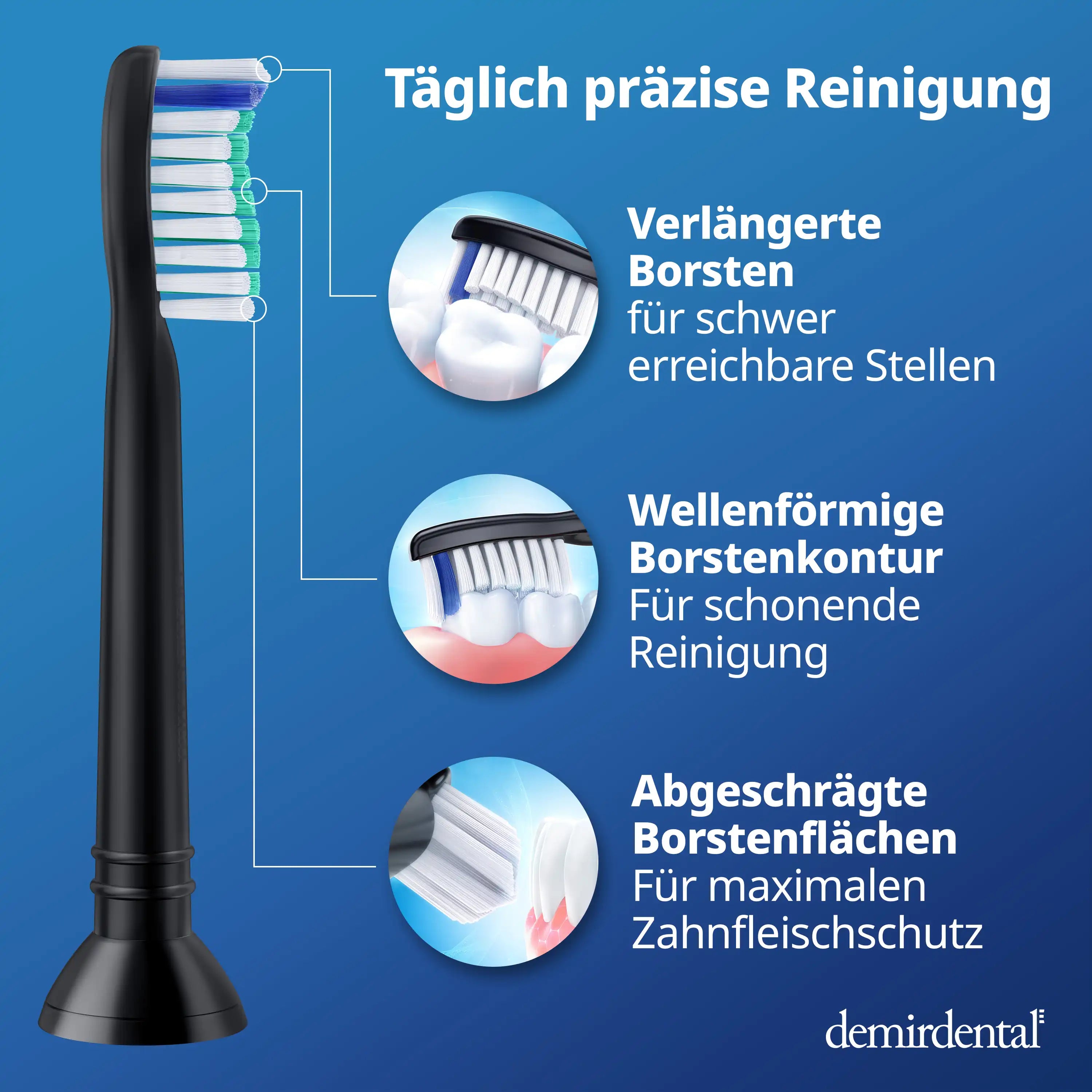 Harte Aufsteckbürsten für Philips Sonicare | Schwarz