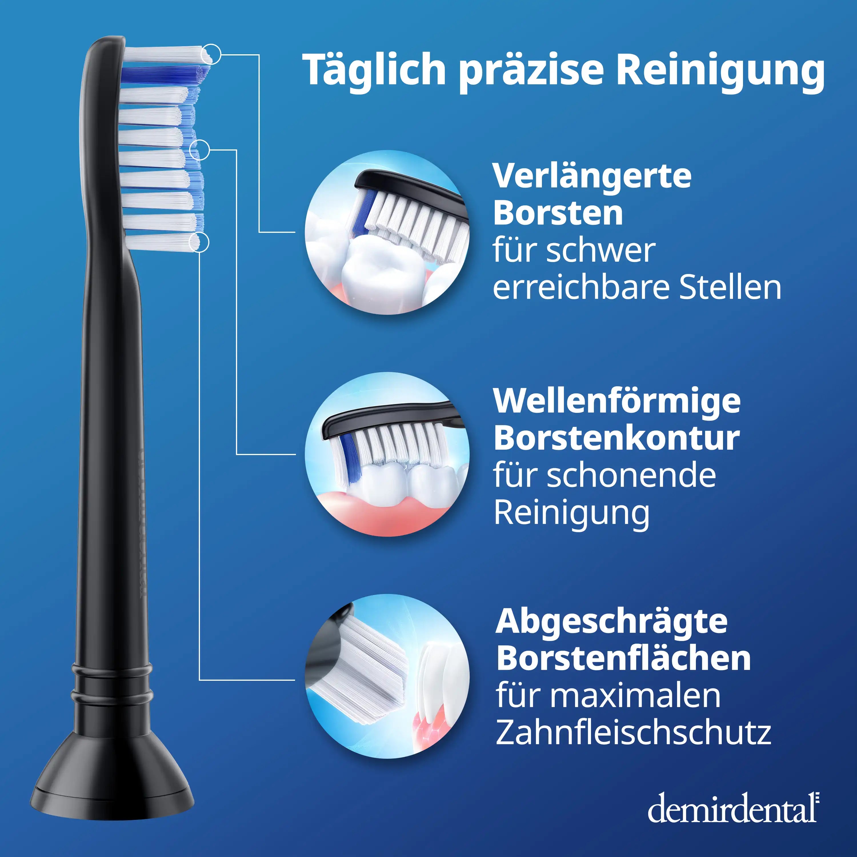 Sensitive Aufsteckbürsten für Philips Sonicare | Schwarz