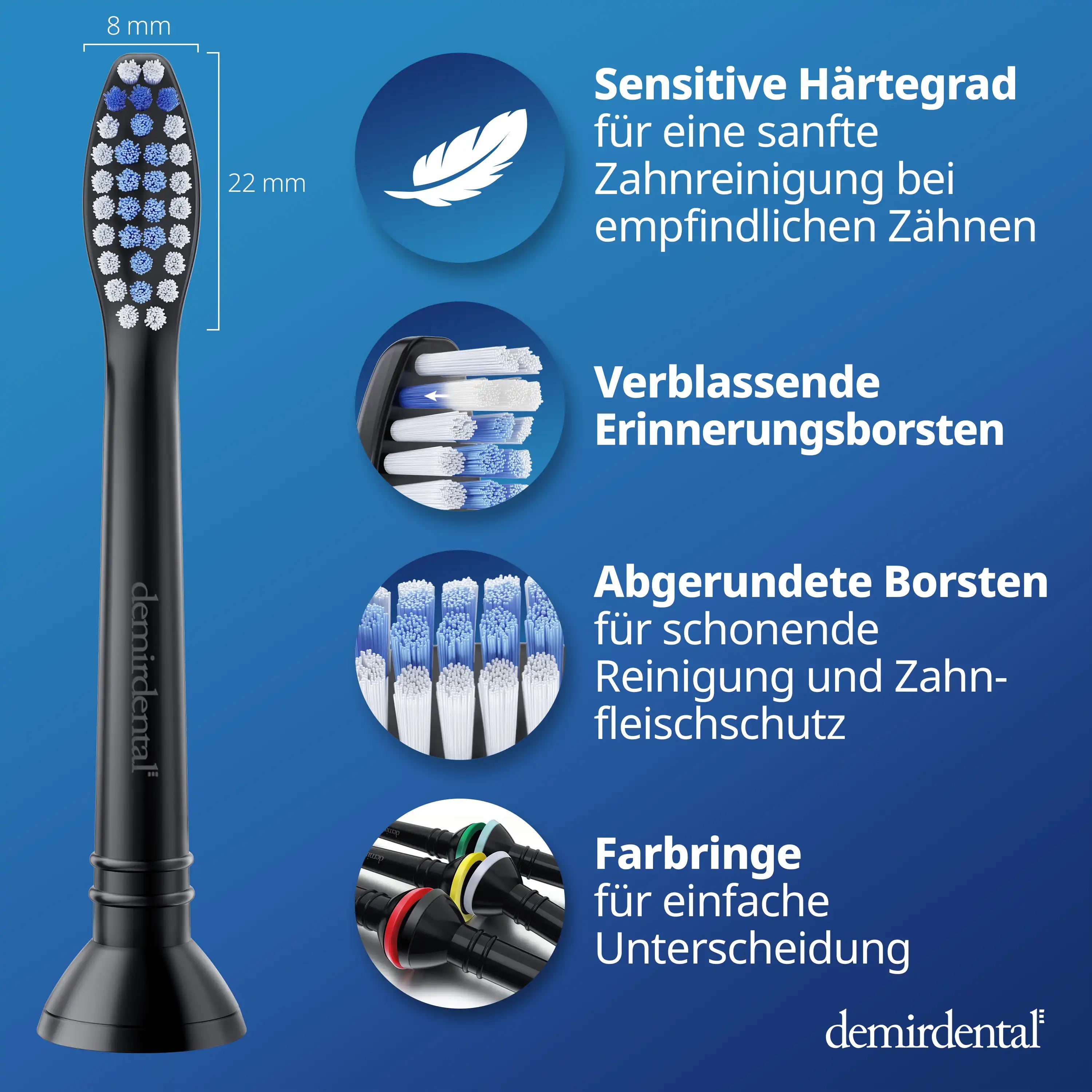 Sensitive Aufsteckbürsten für Philips Sonicare | Schwarz