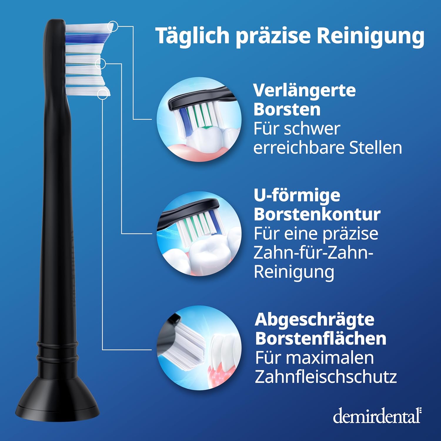 Harte Mini Aufsteckbürsten für Philips Sonicare | Schwarz