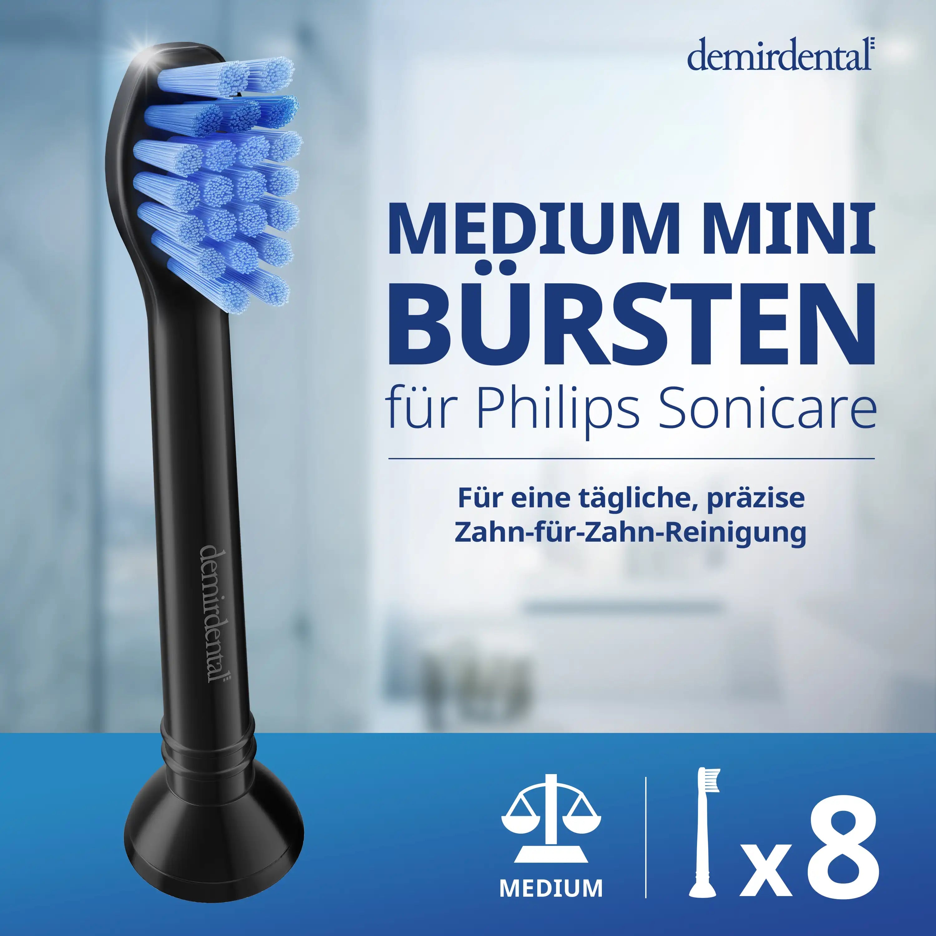 Mini Medium Aufsteckbürsten für Philips Sonicare Proresults | Schwarz