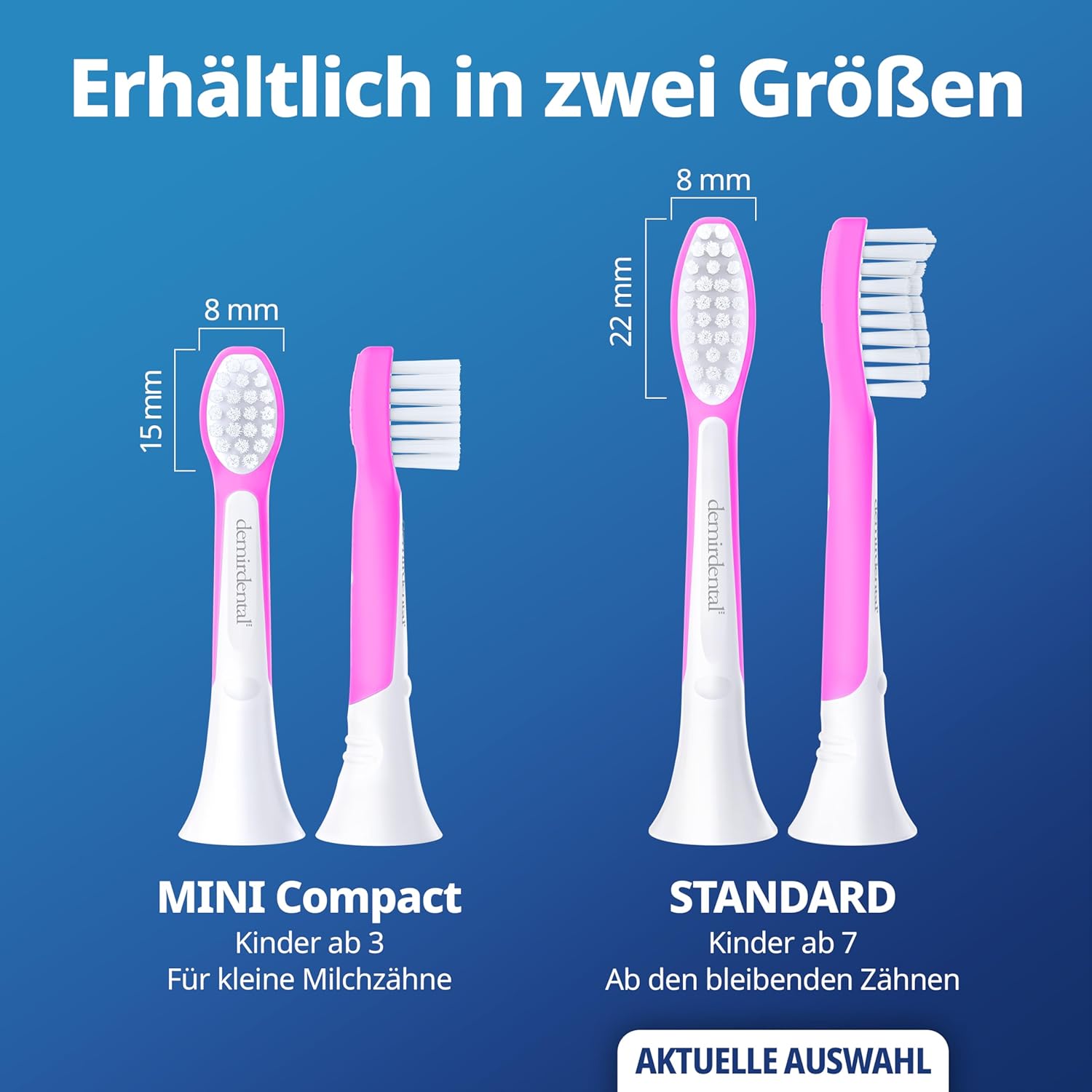 Kinder Aufsteckbürsten für Philips Sonicare Kids | ab 7 Jahren | Magenta
