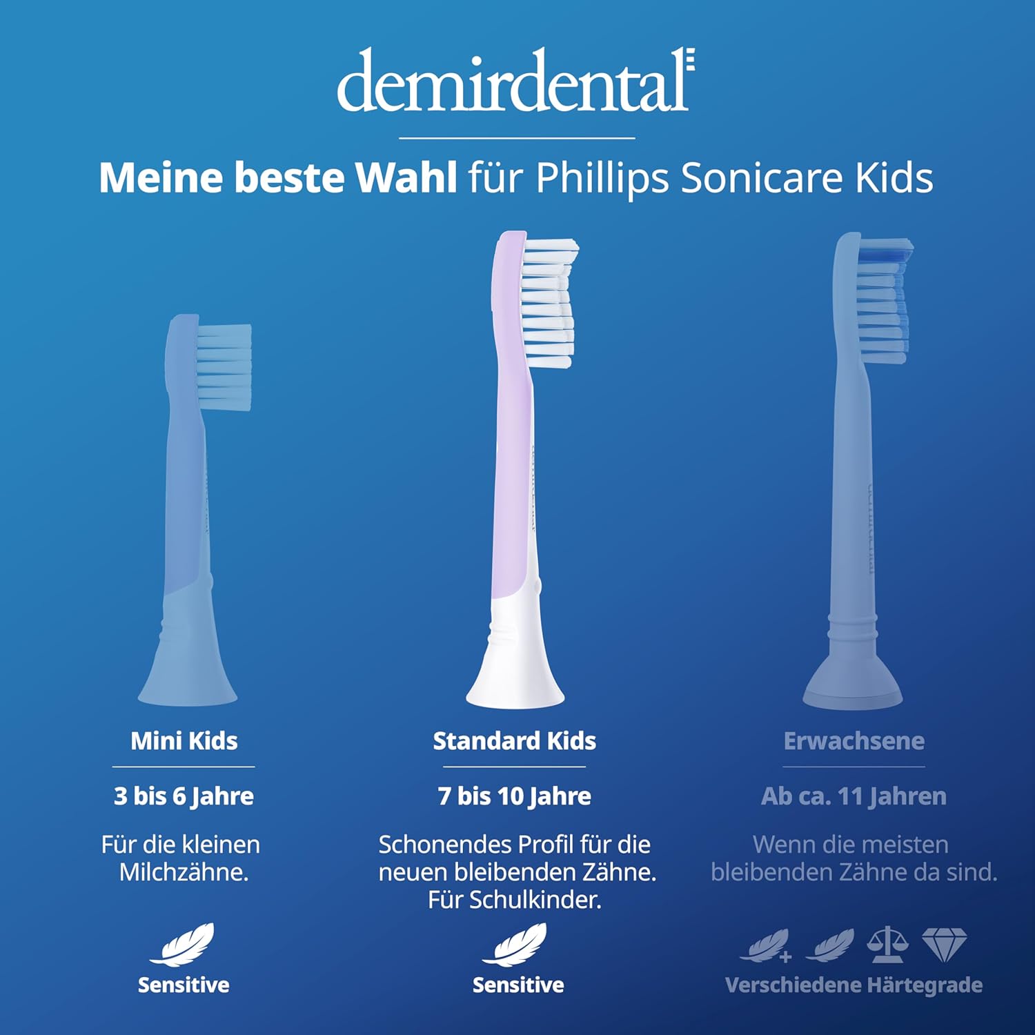 Kinder Aufsteckbürsten für Philips Sonicare Kids | ab 7 Jahren | Lilac