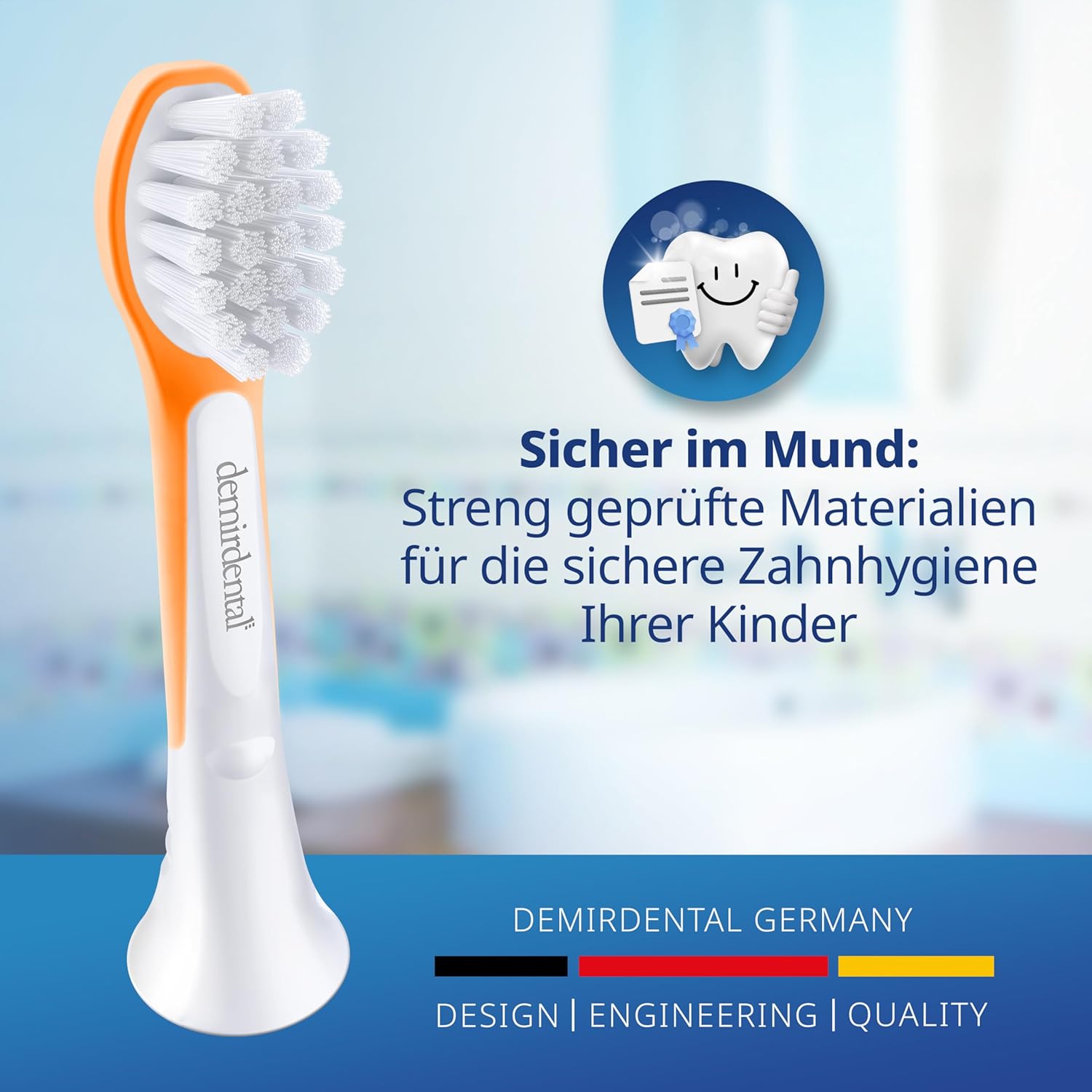Kinder Aufsteckbürsten für Philips Sonicare Kids | ab 3 Jahren | Orange | 3er Paket