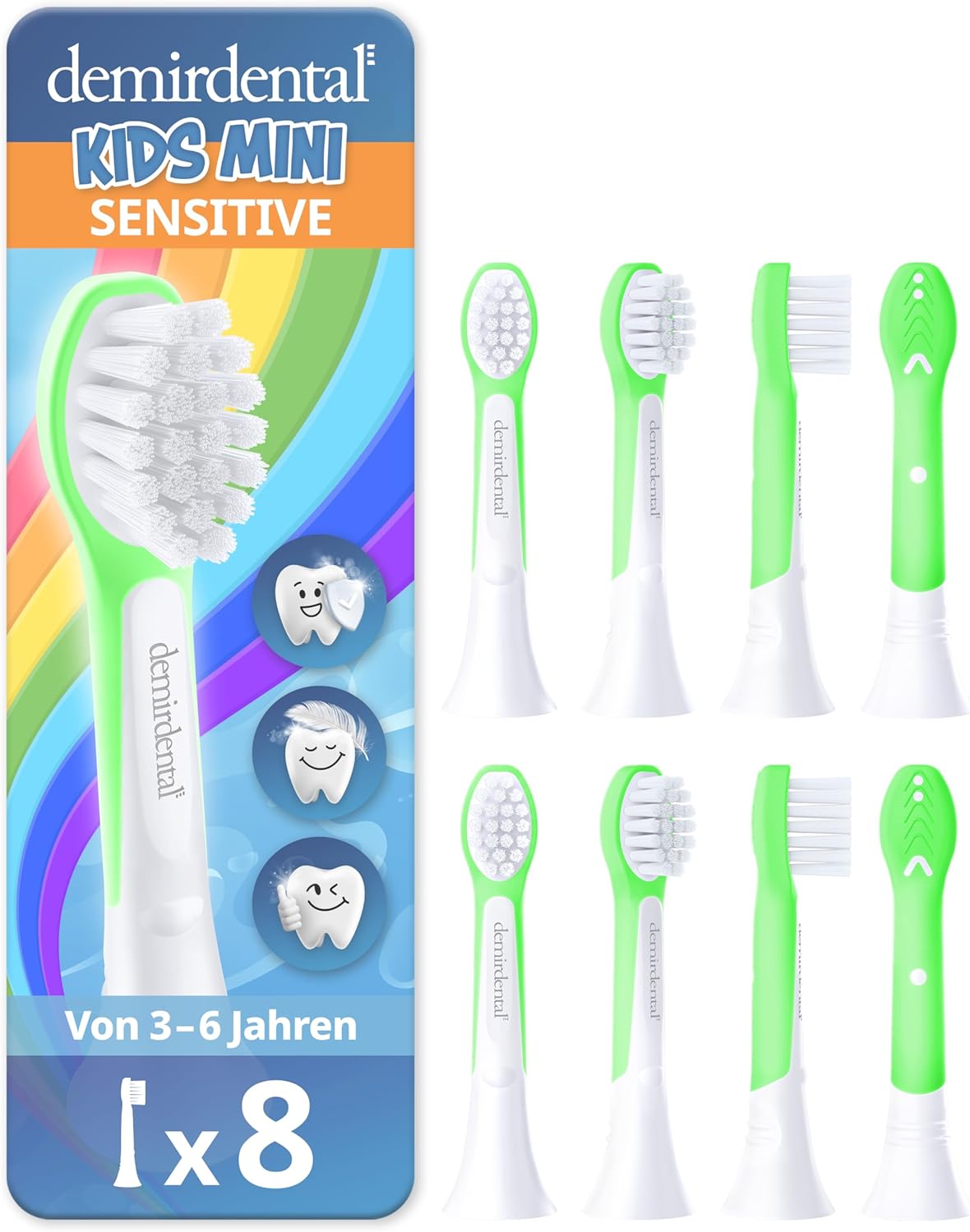 Kinder Aufsteckbürsten für Philips Sonicare Kids | ab 3 Jahren | Grün