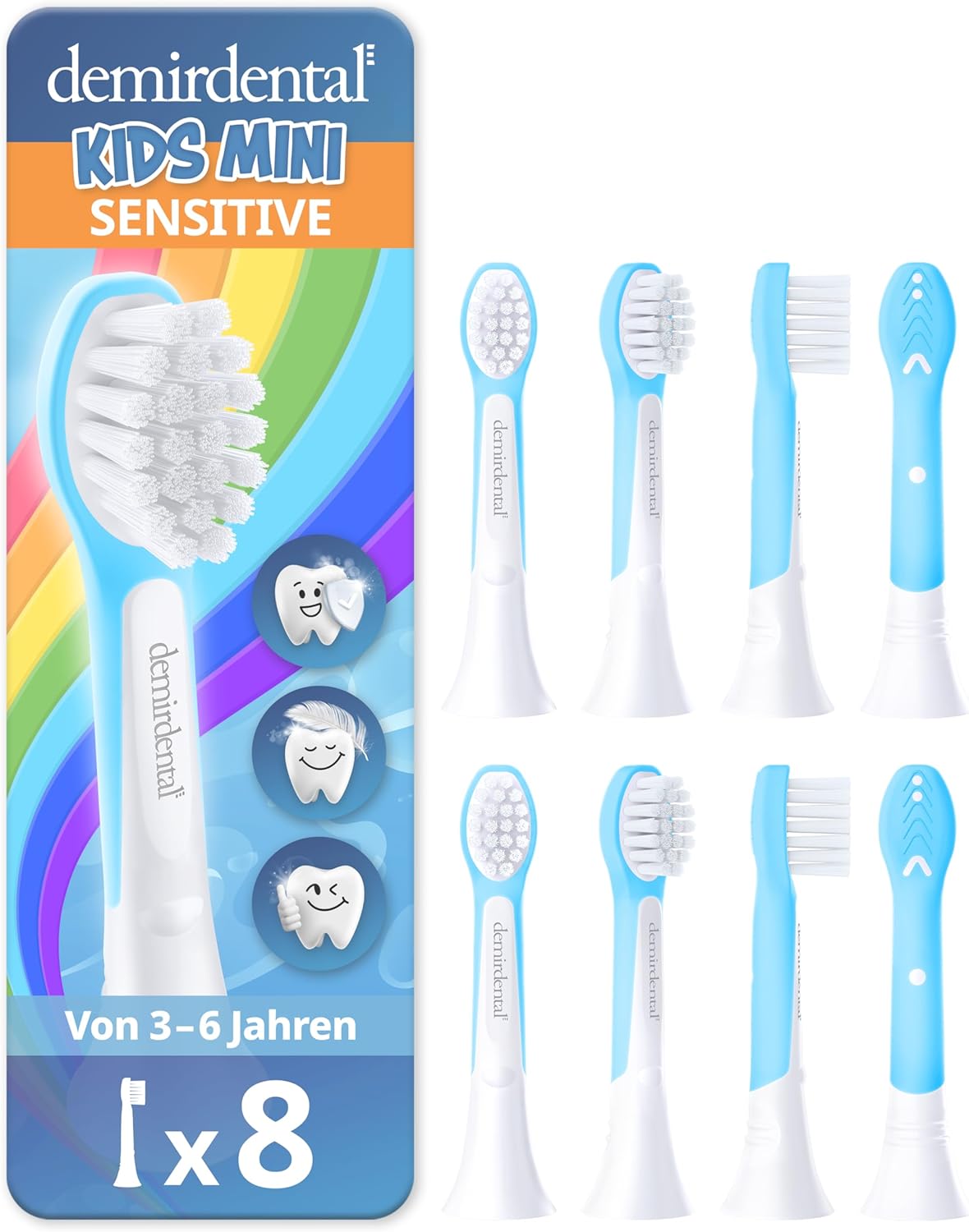Kinder Aufsteckbürsten für Philips Sonicare Kids | ab 3 Jahren | Hellblau