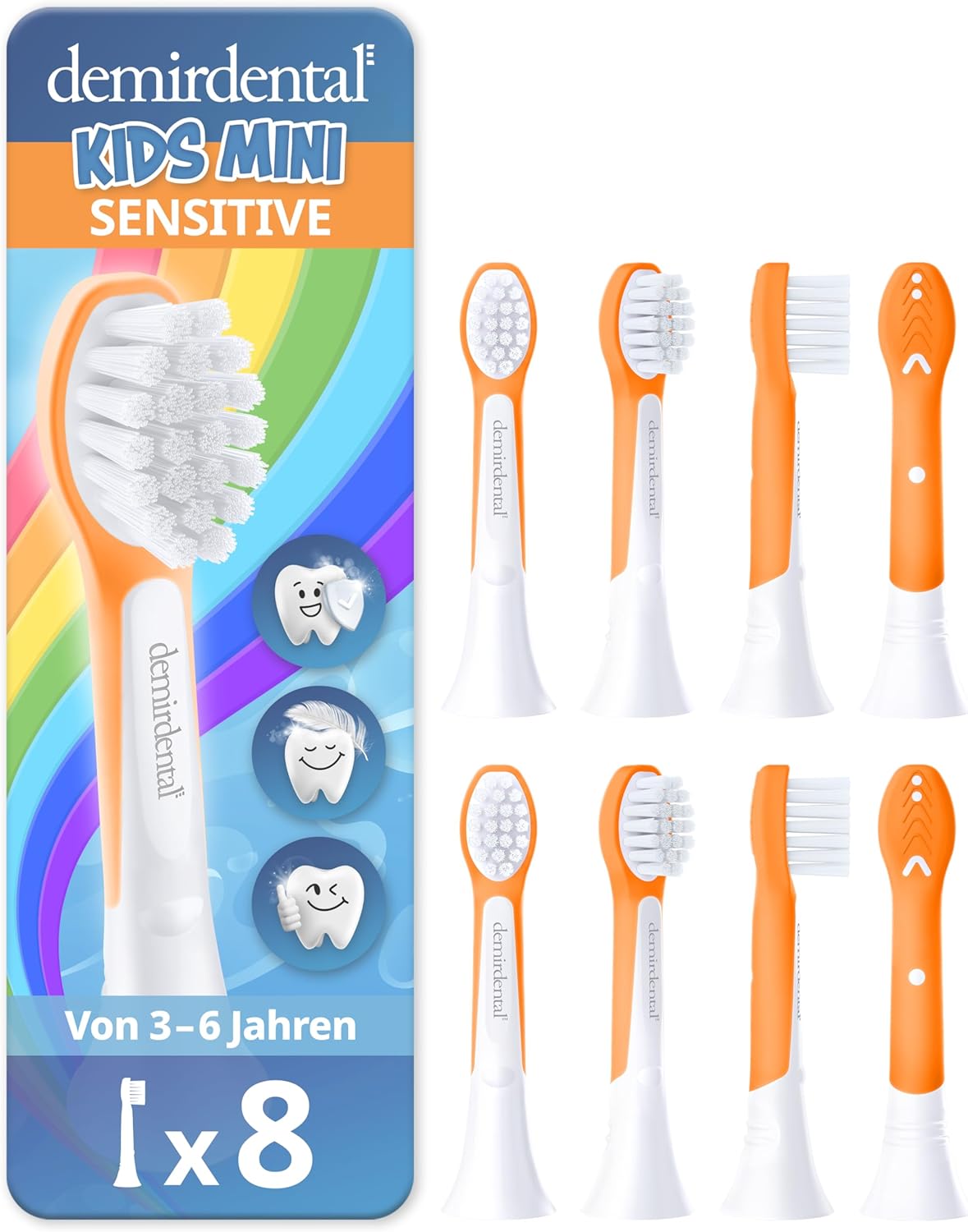 Kinder Aufsteckbürsten für Philips Sonicare Kids | ab 3 Jahren | Orange